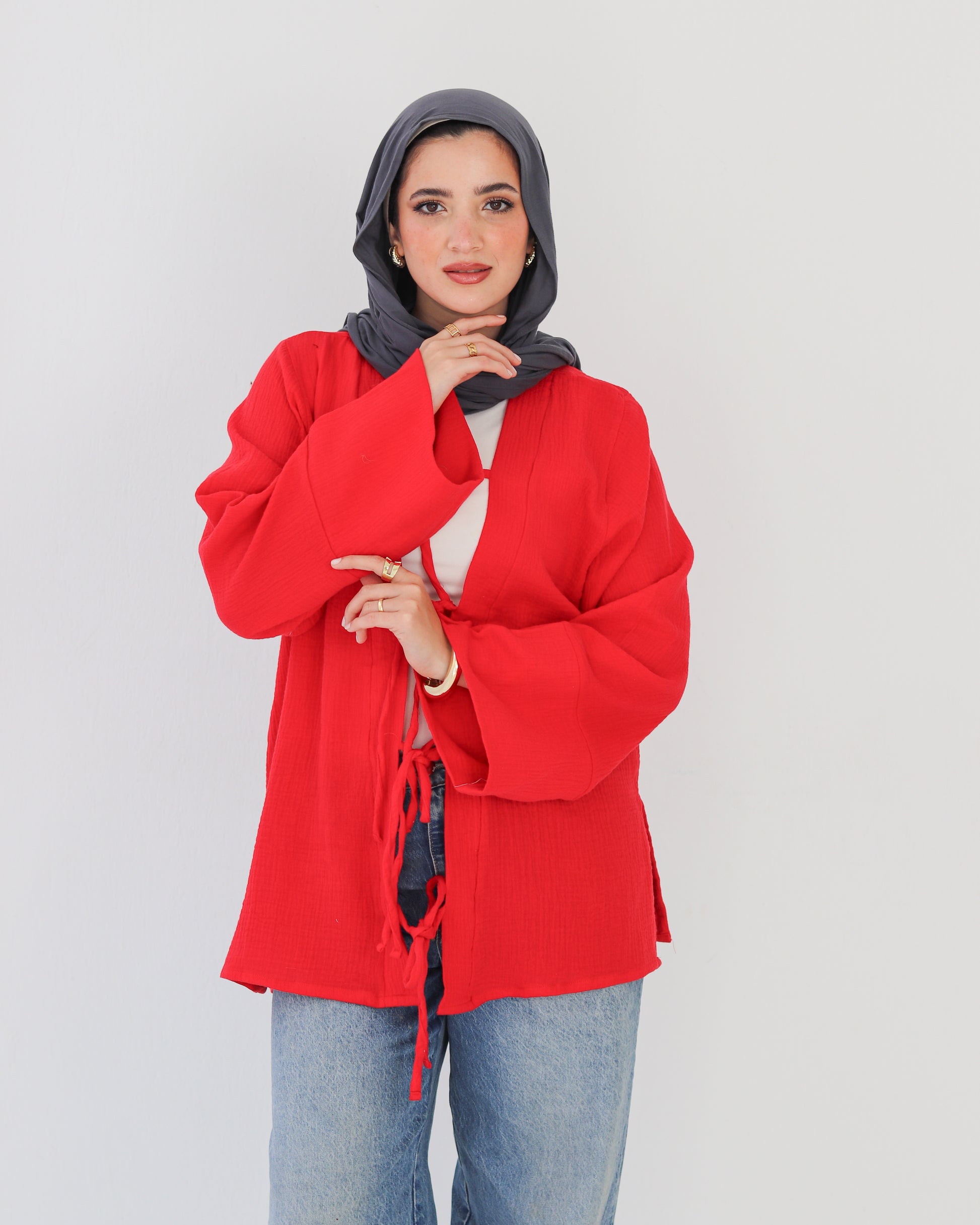Bubbles Linen Blouse - Red