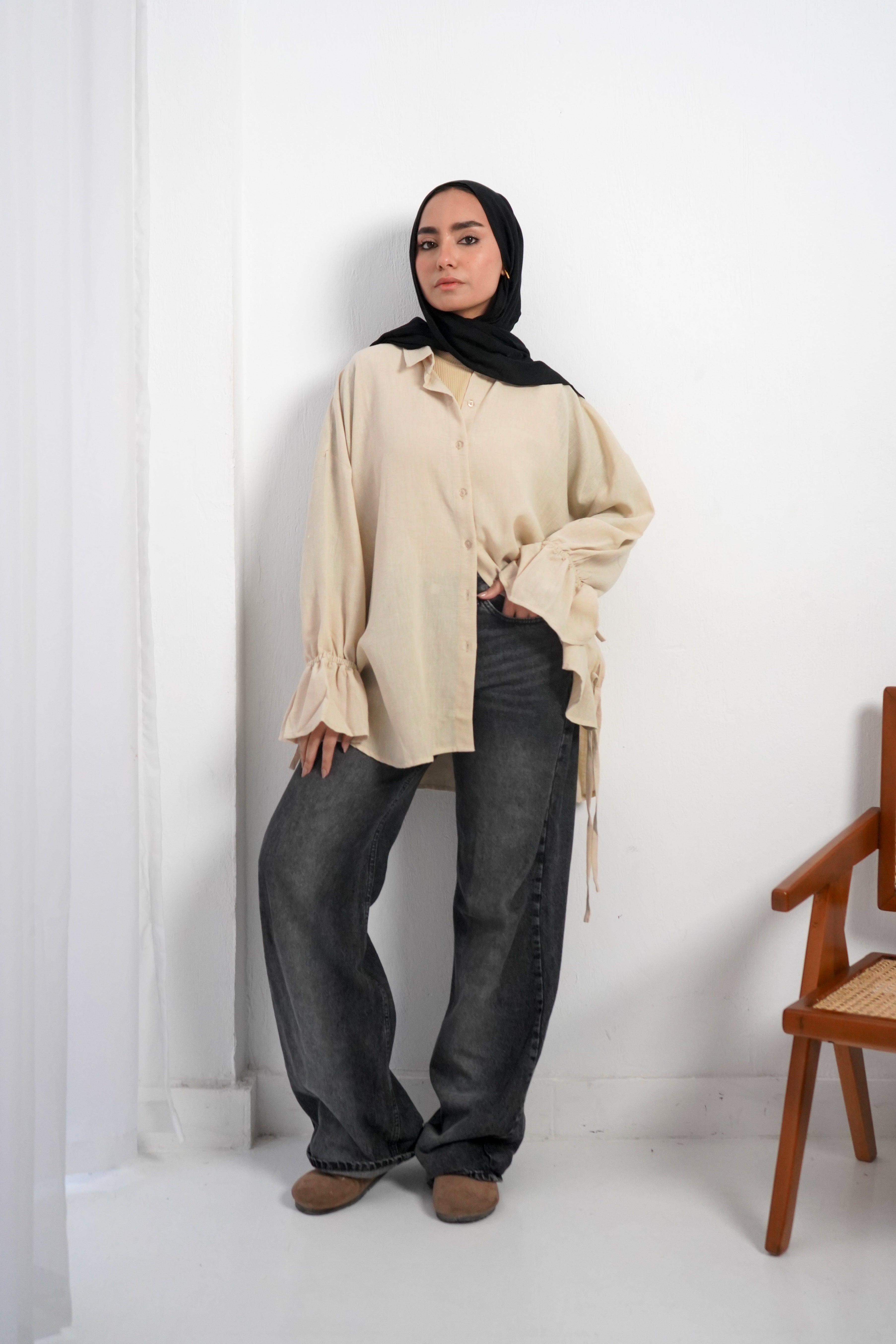 Crunchy Blouse -Beige