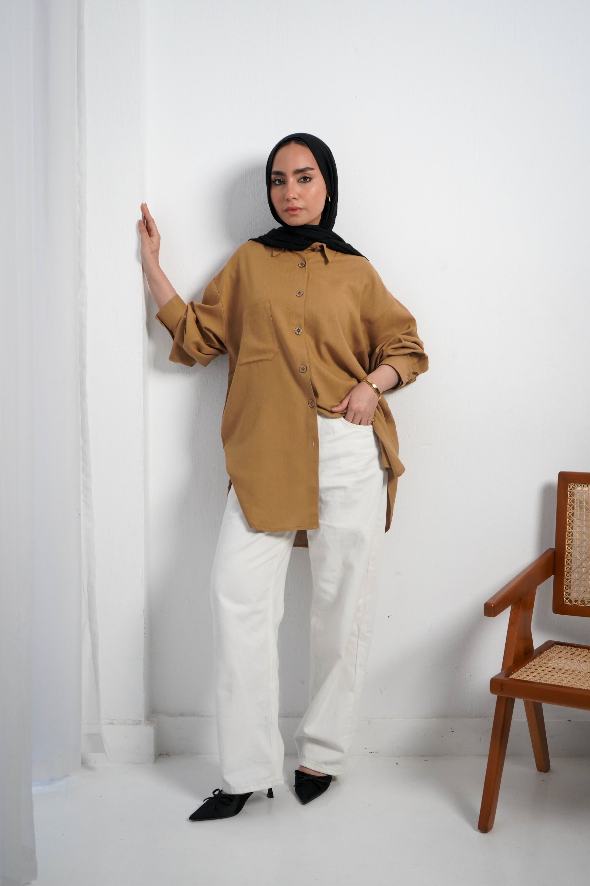 Pure Linen Shirt - Camel