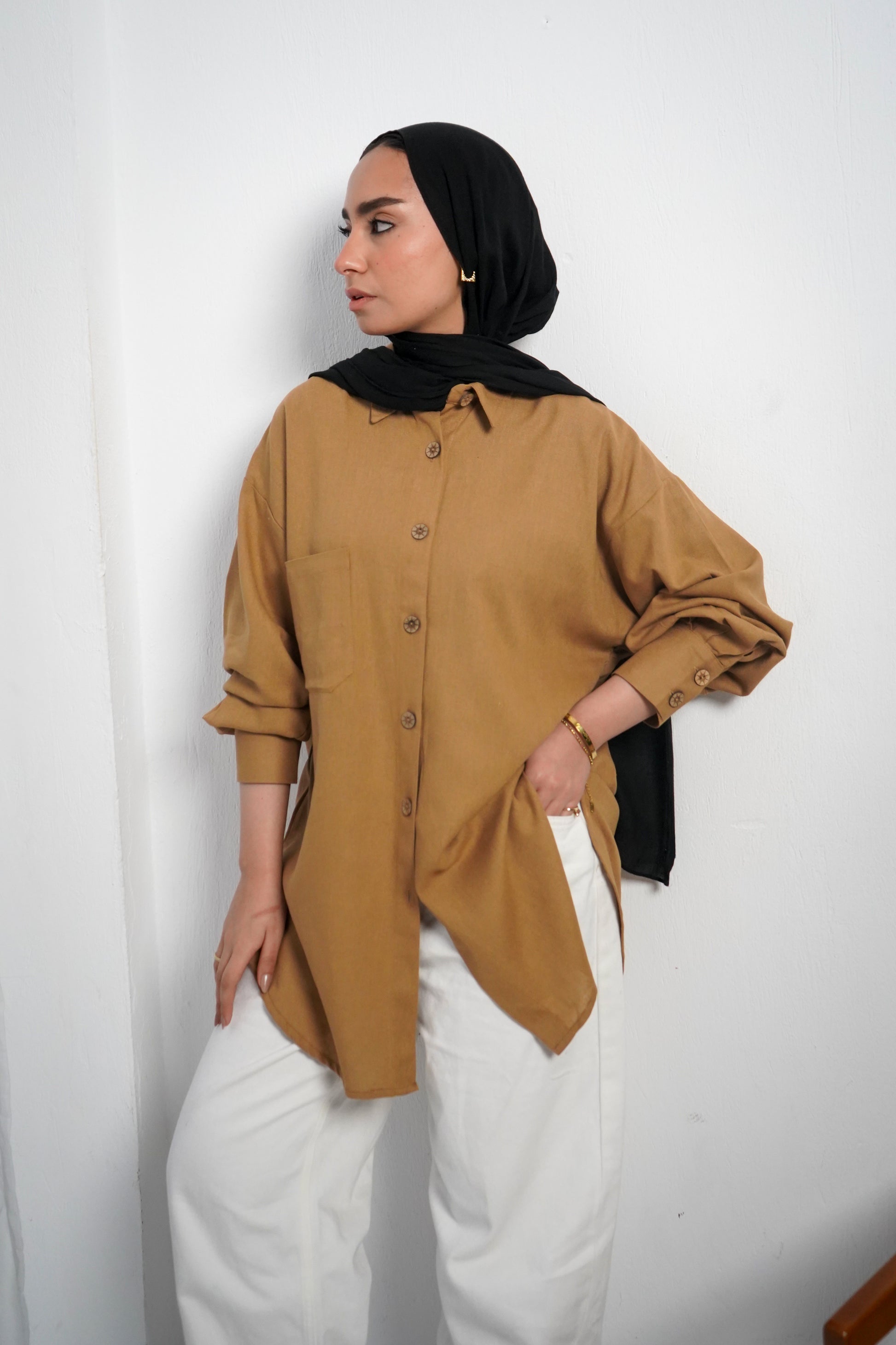 Pure Linen Shirt - Camel