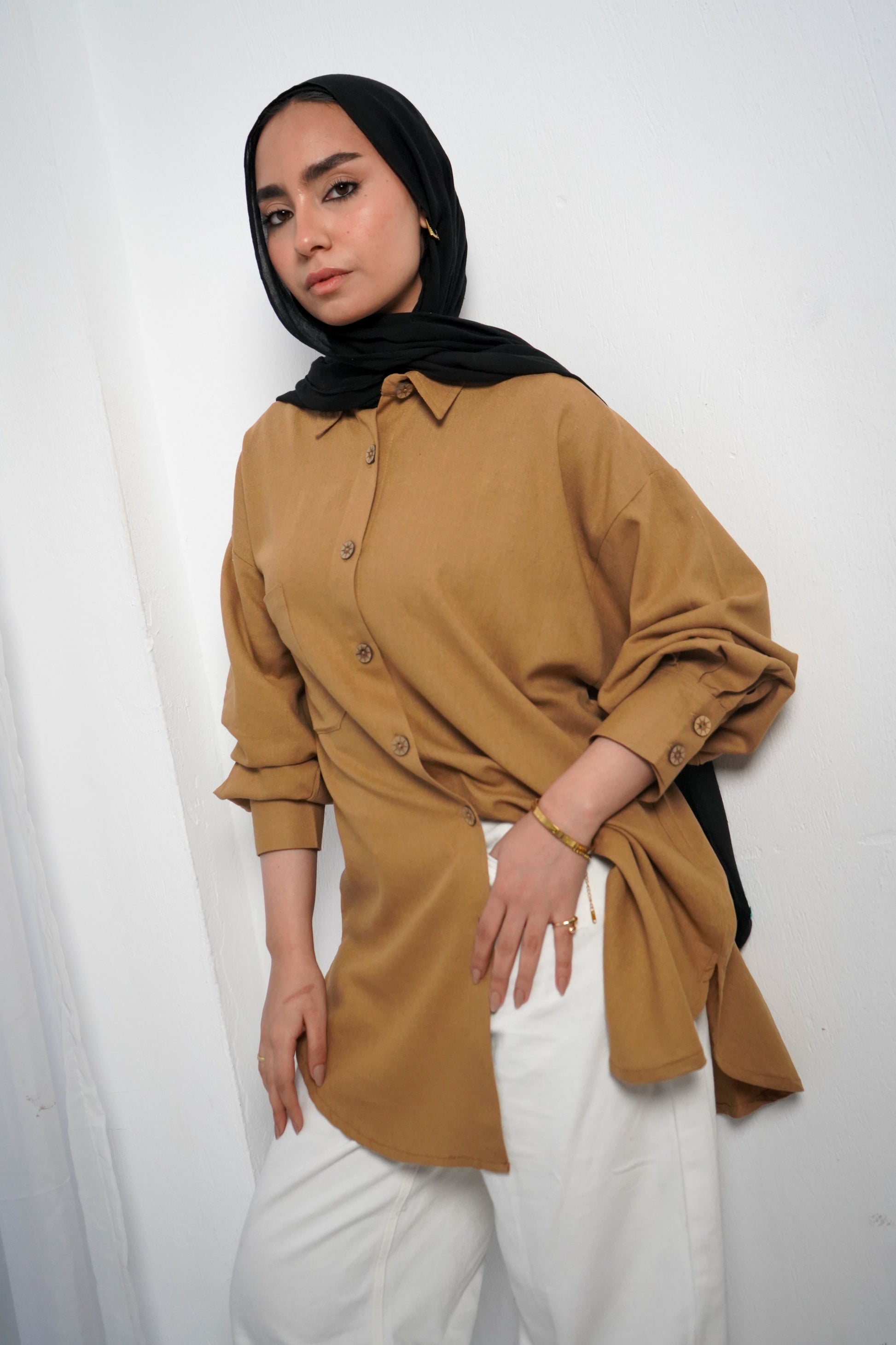 Pure Linen Shirt - Camel