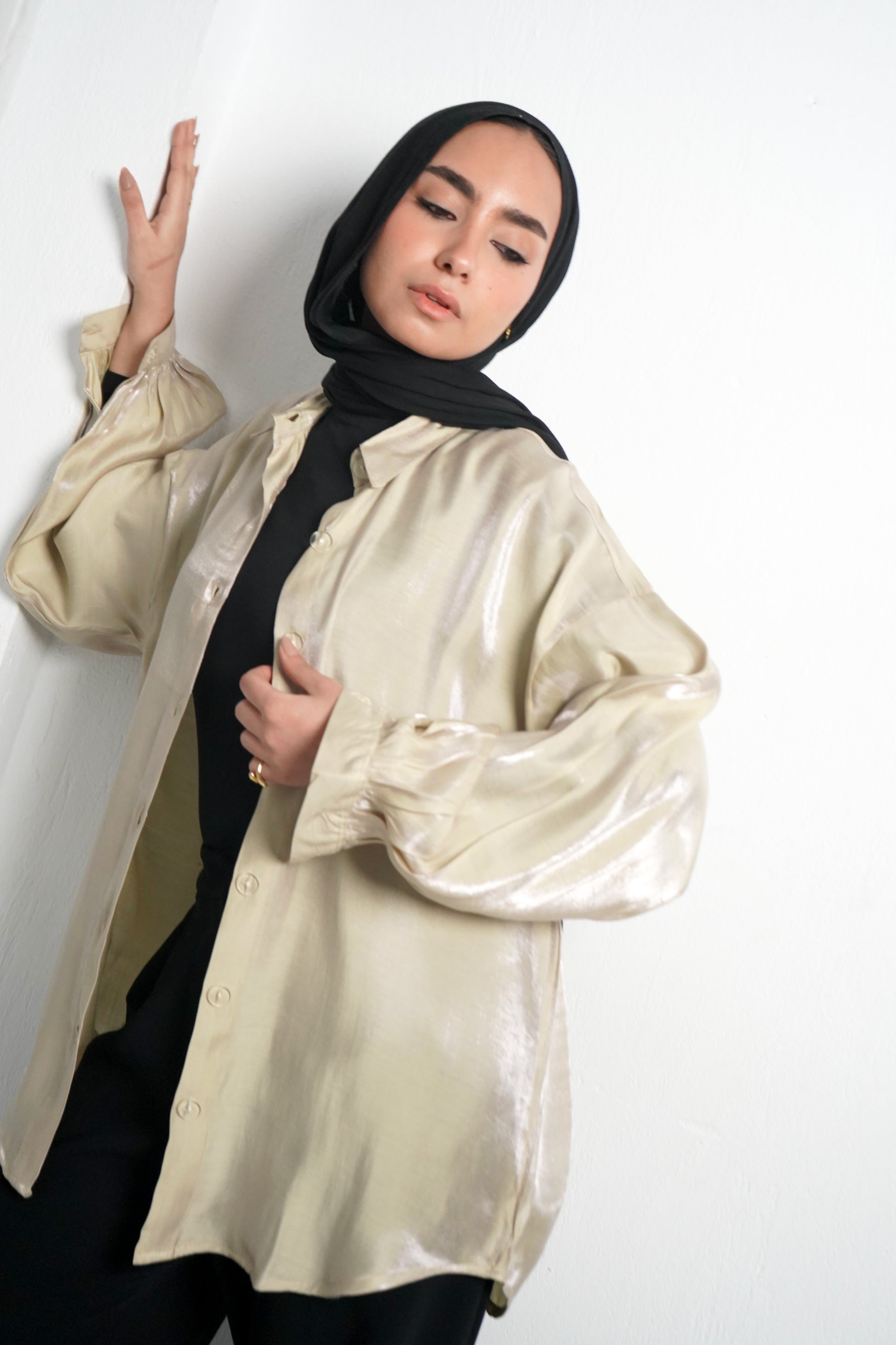 Glittery Shirt - Beige