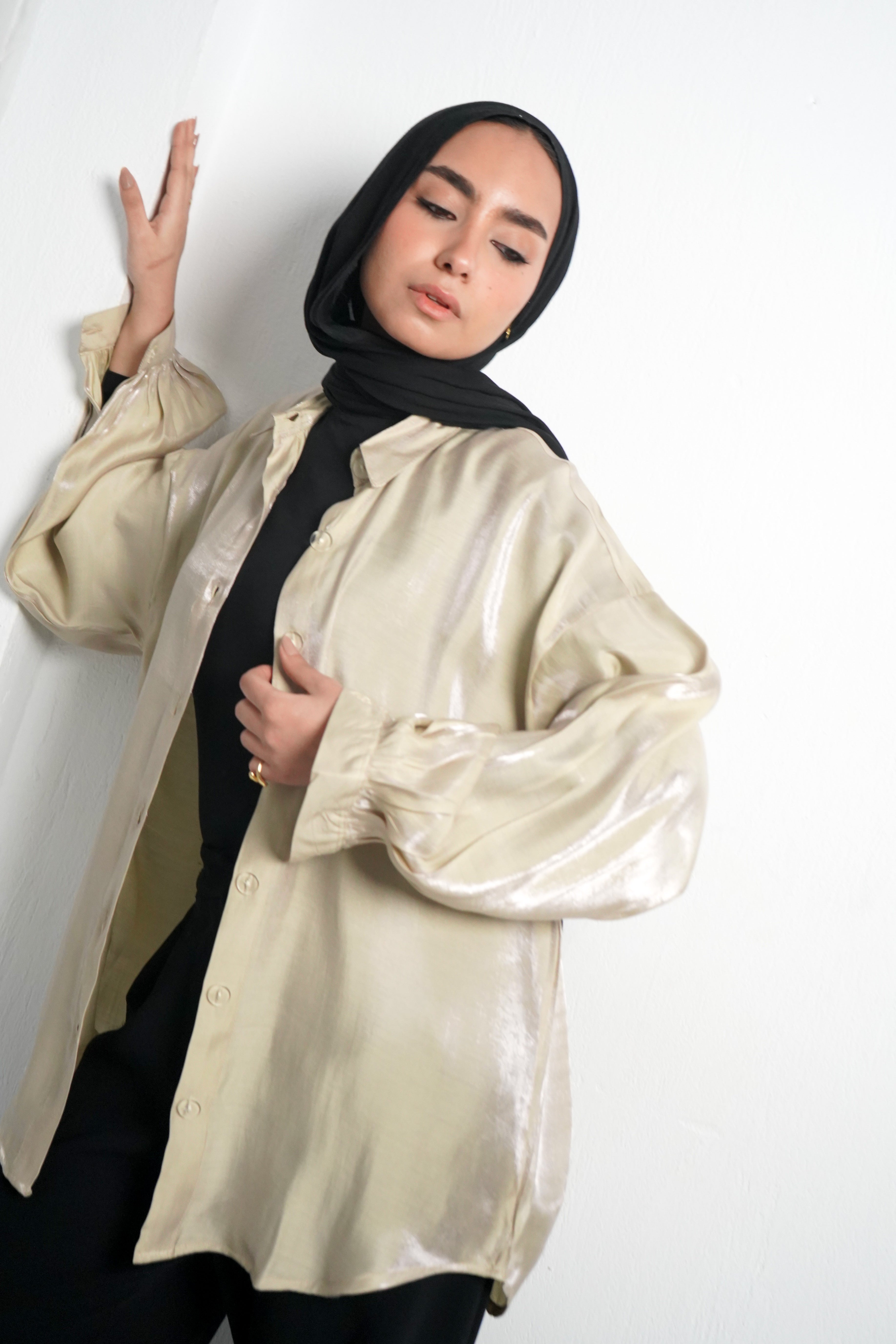 Glittery Shirt - Beige