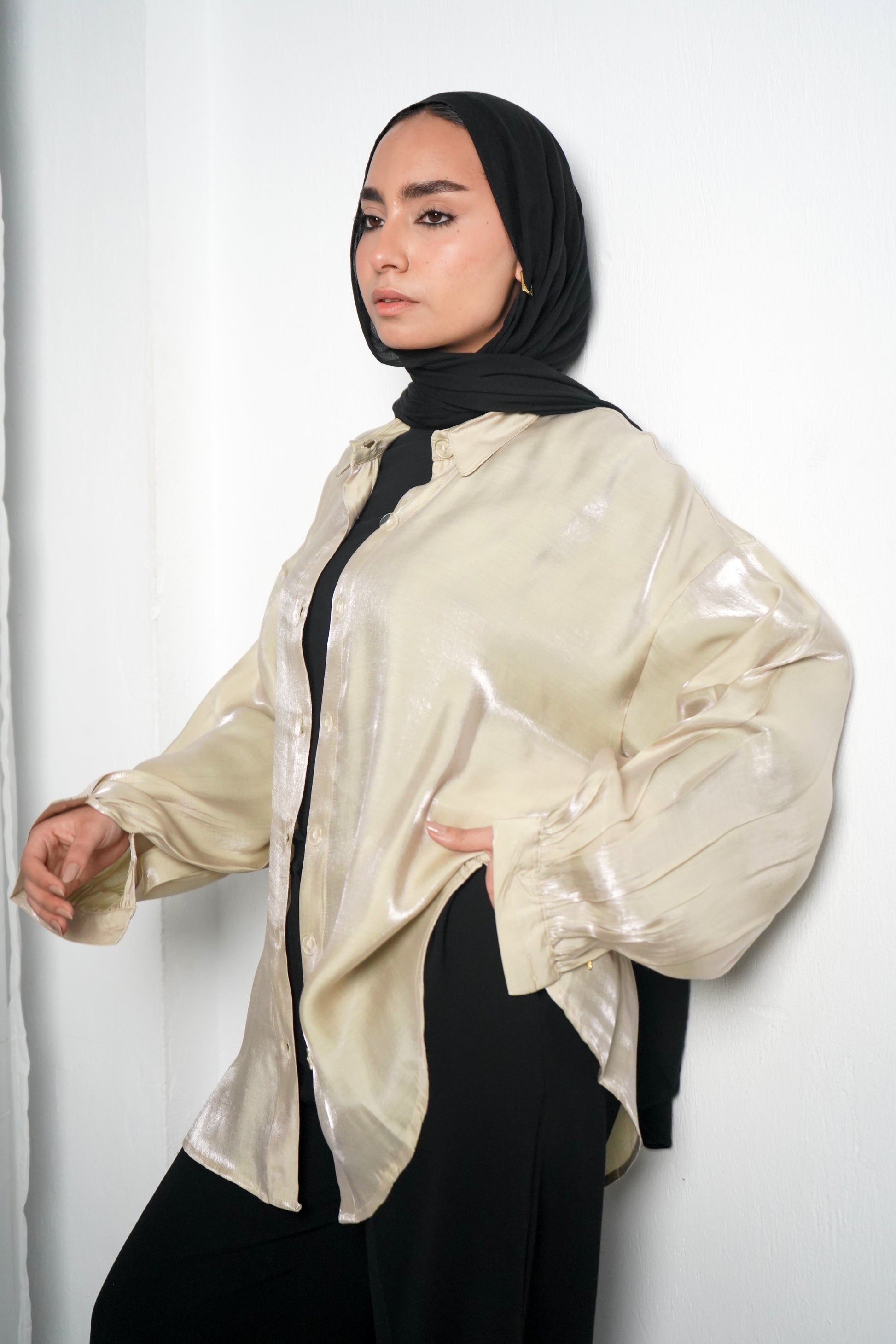 Glittery Shirt - Beige