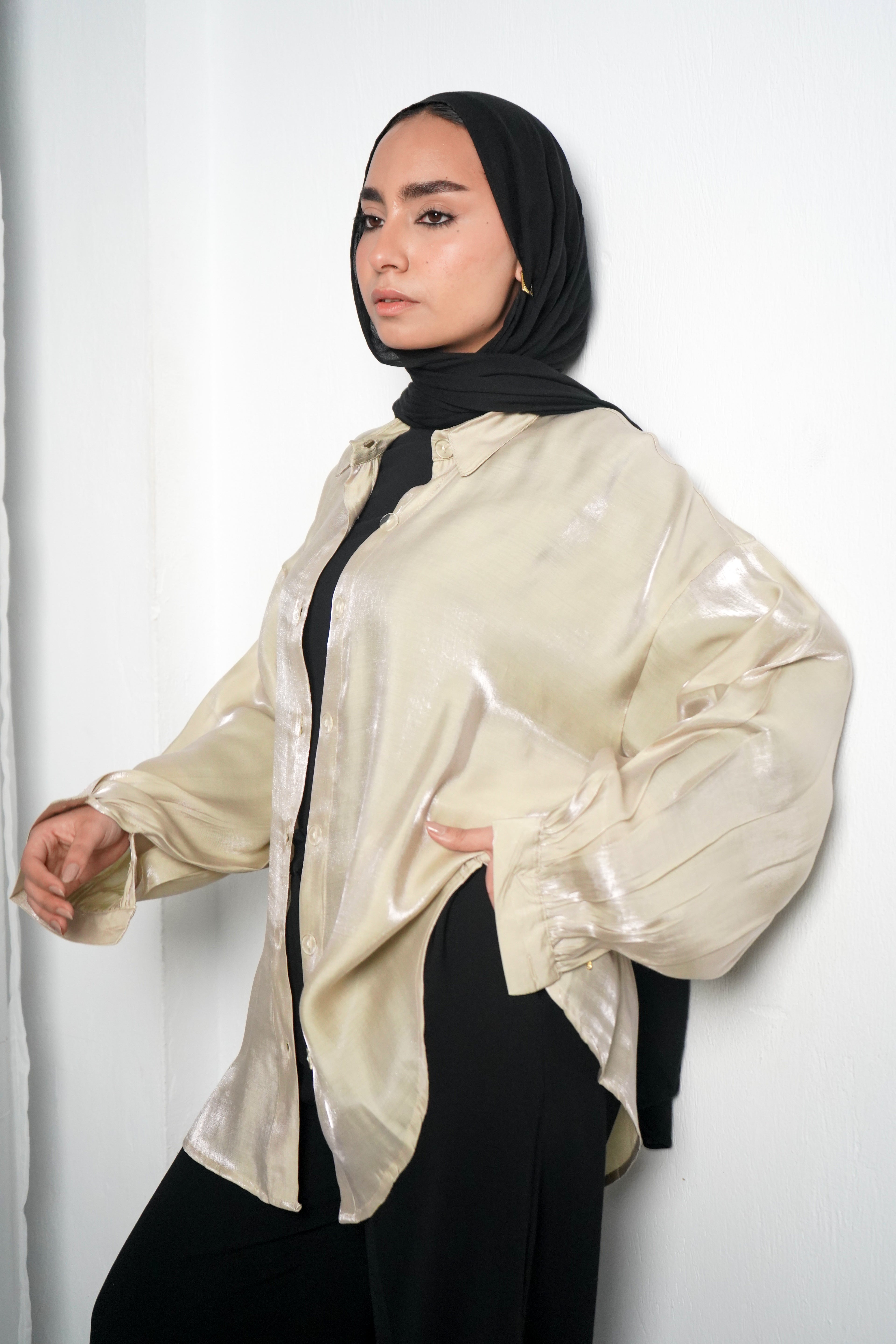 Glittery Shirt - Beige