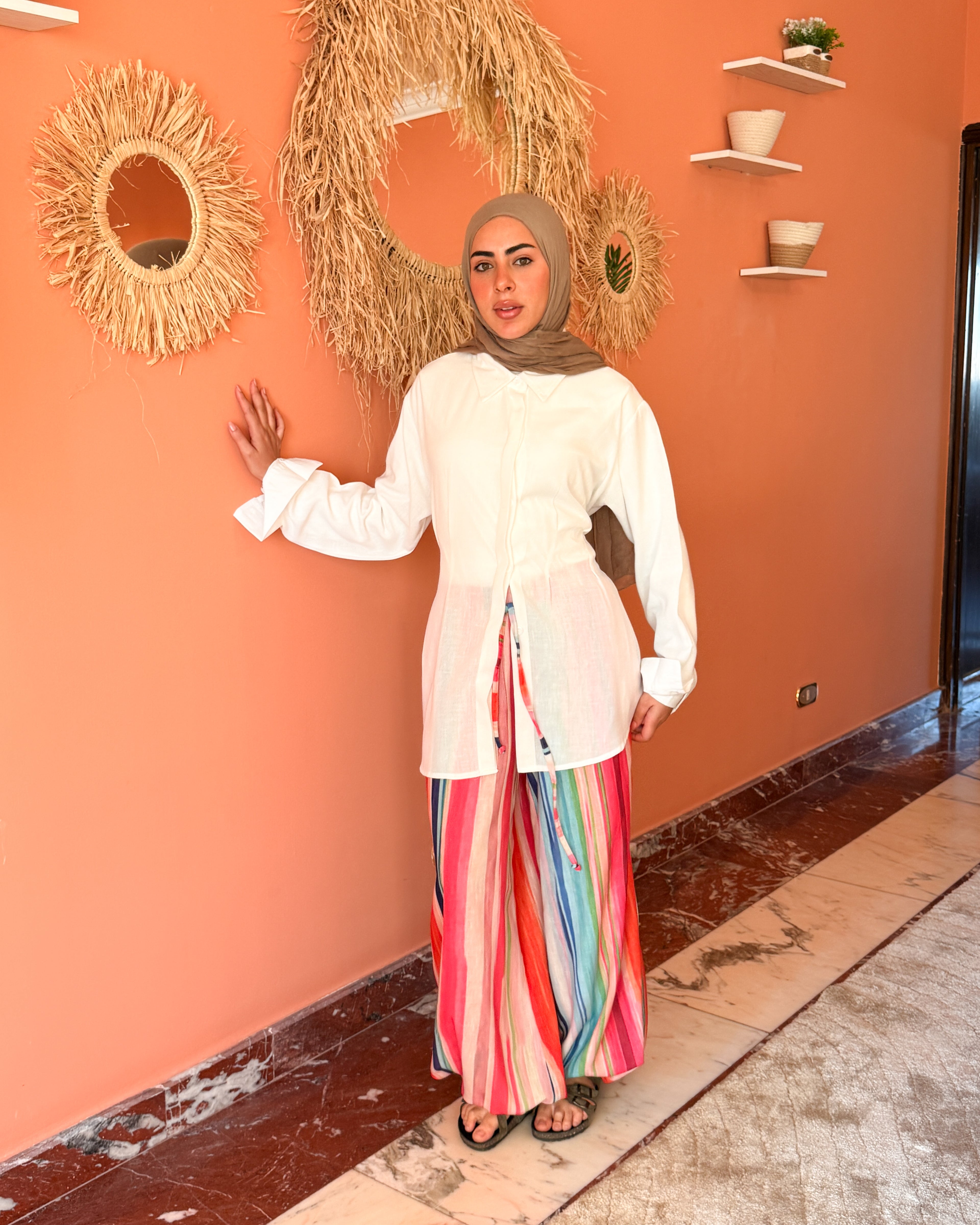 Striped Linen Pant - Candy