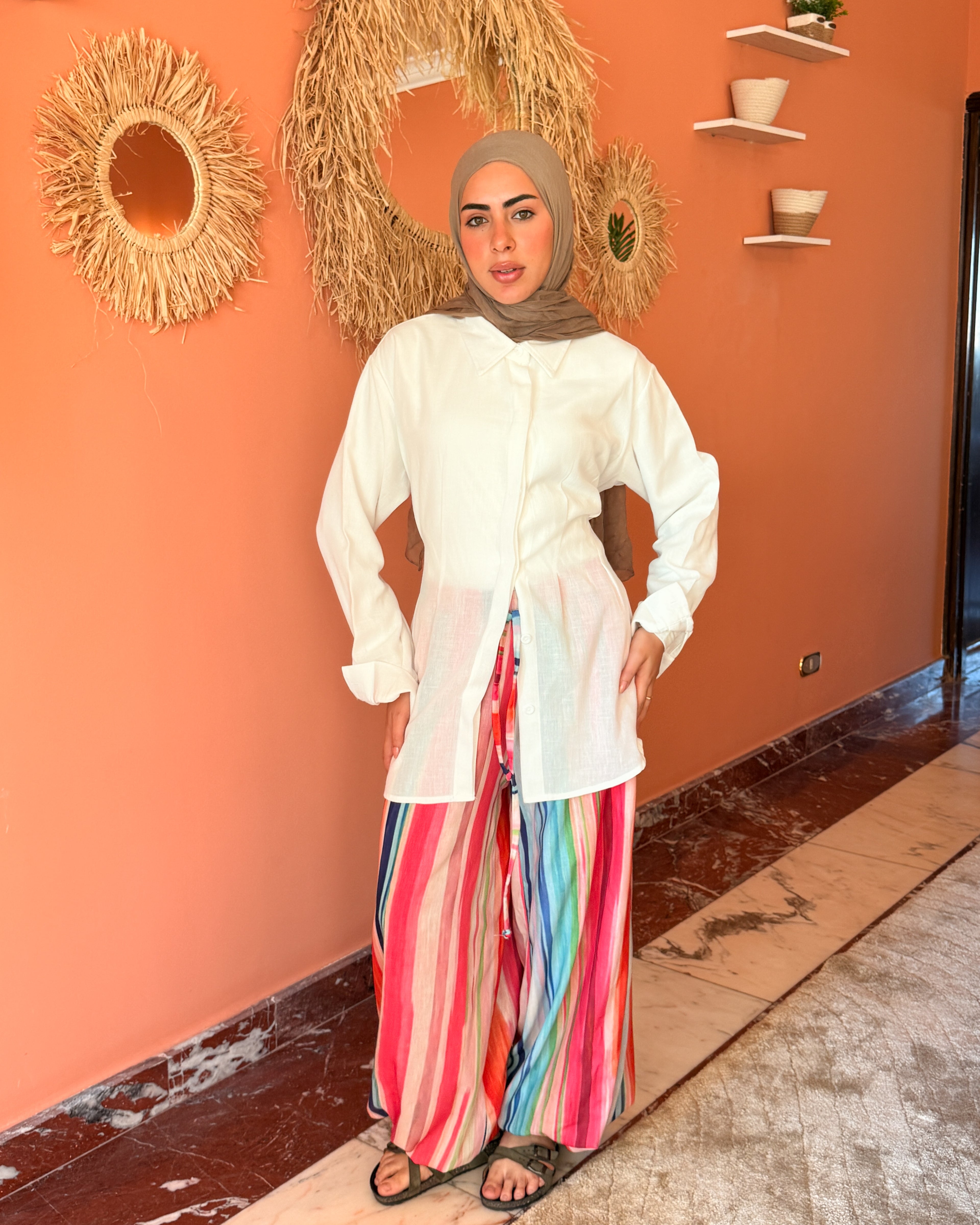 Striped Linen Pant - Candy
