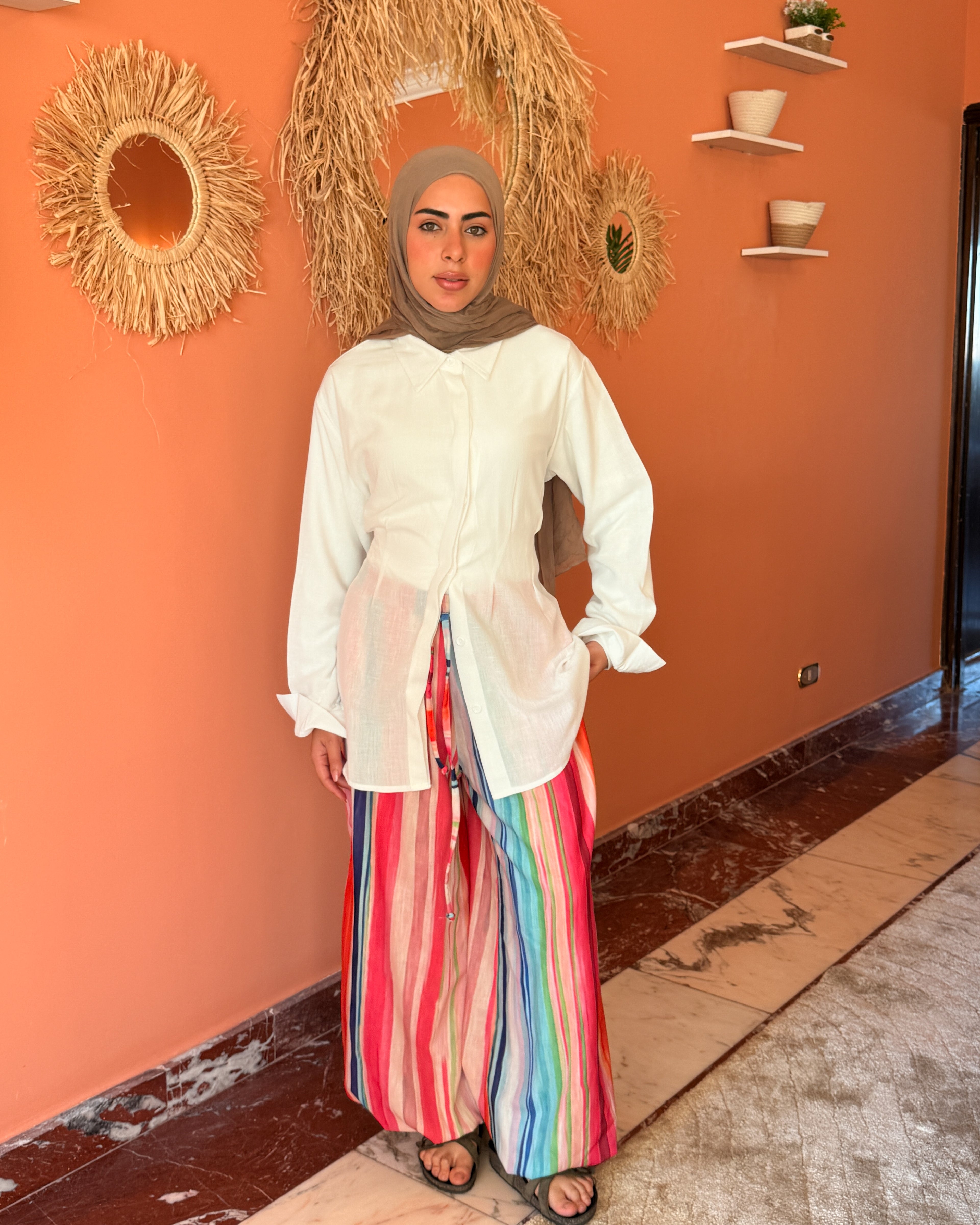 Striped Linen Pant - Candy