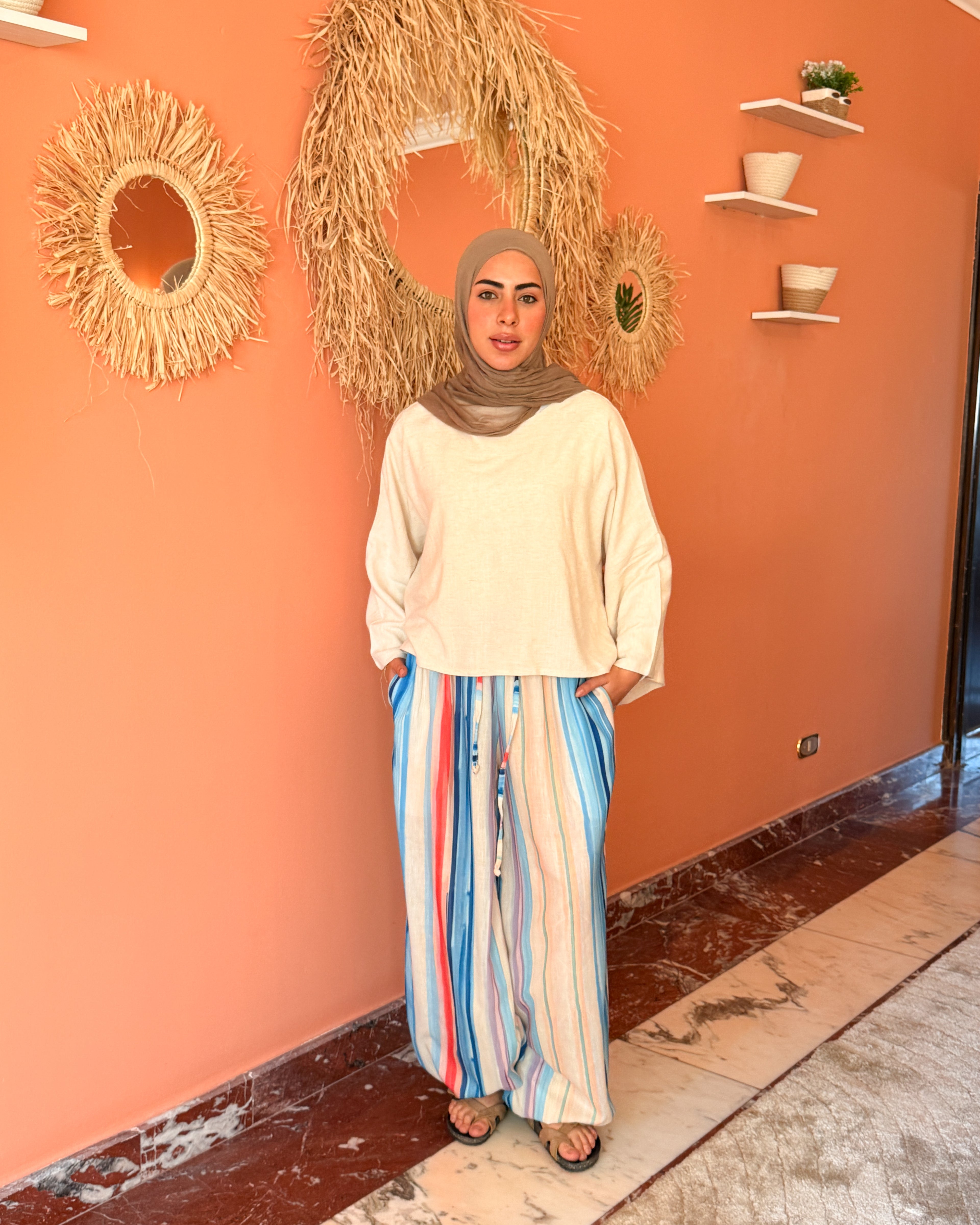 Striped Linen Pant - Colorful