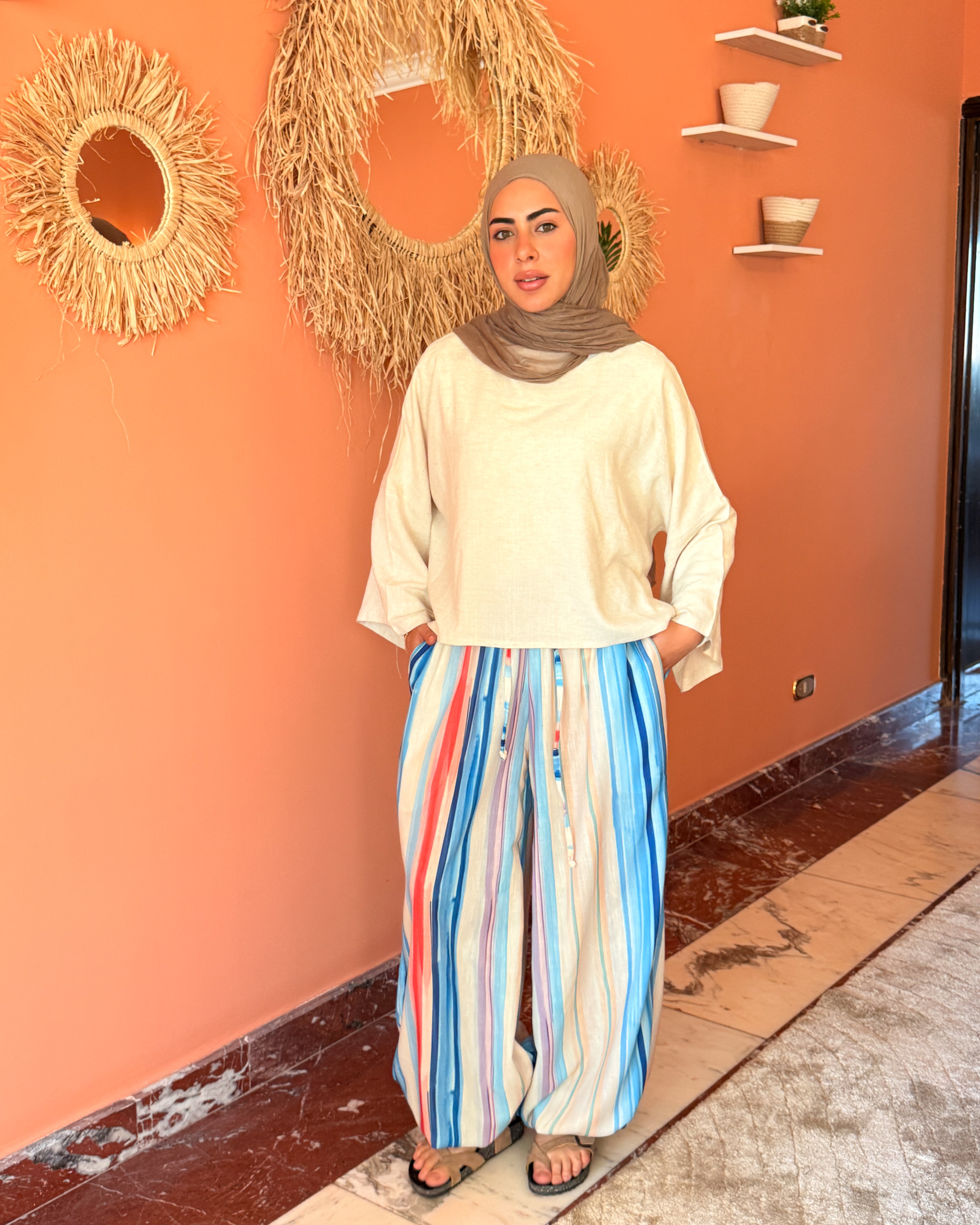 Striped Linen Pant - Colorful