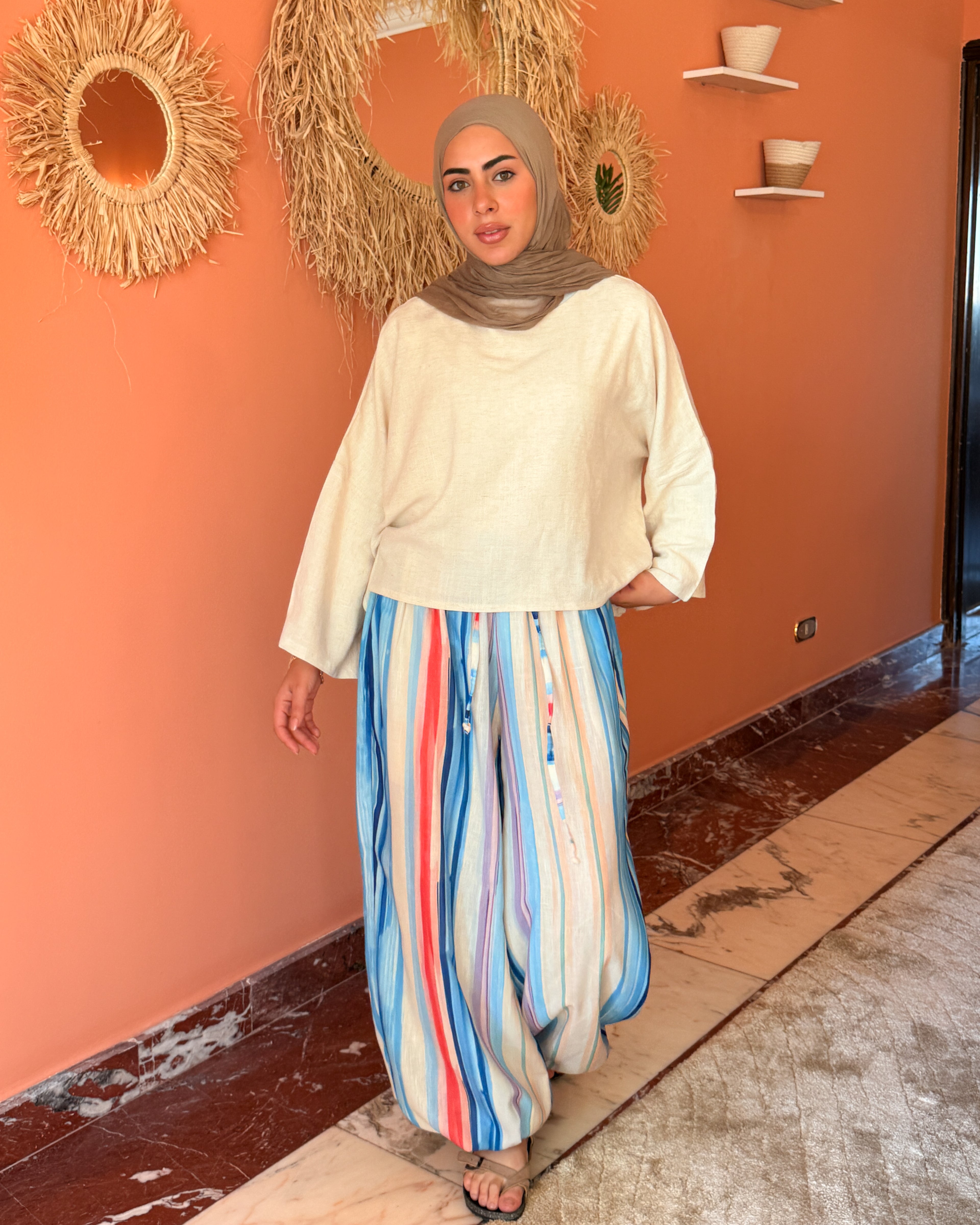 Striped Linen Pant - Colorful