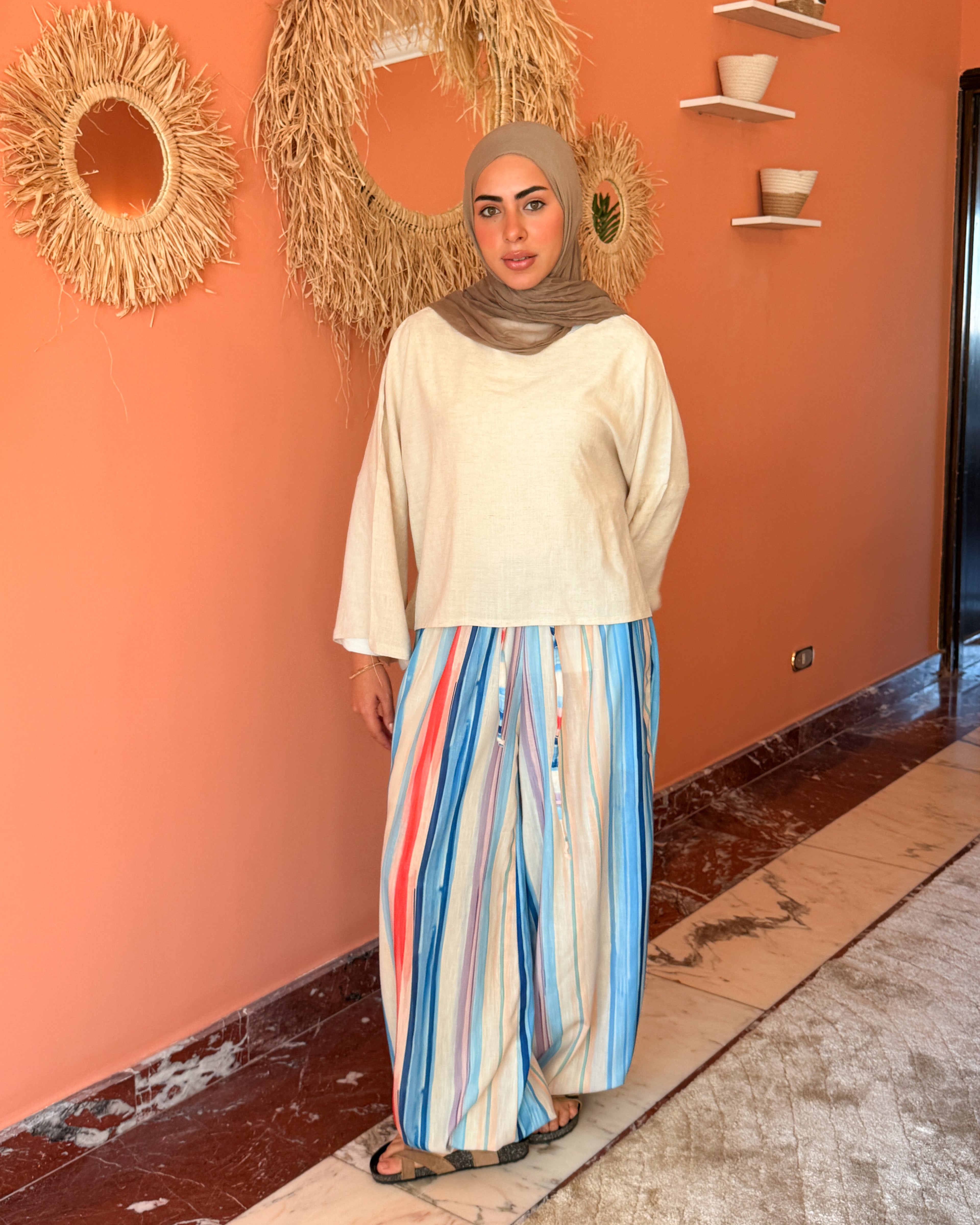 Striped Linen Pant - Colorful