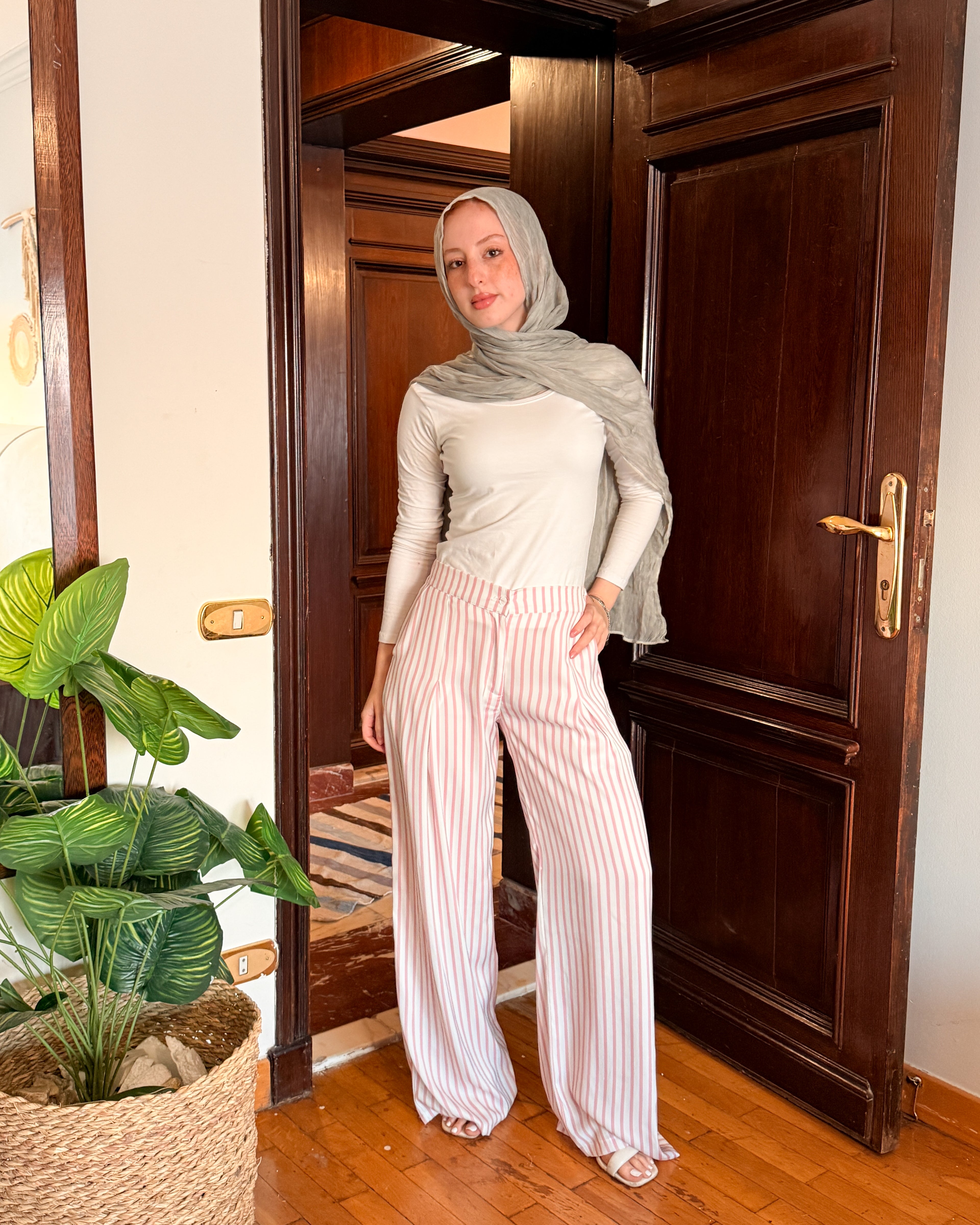 Striped Satin Pant - Pink