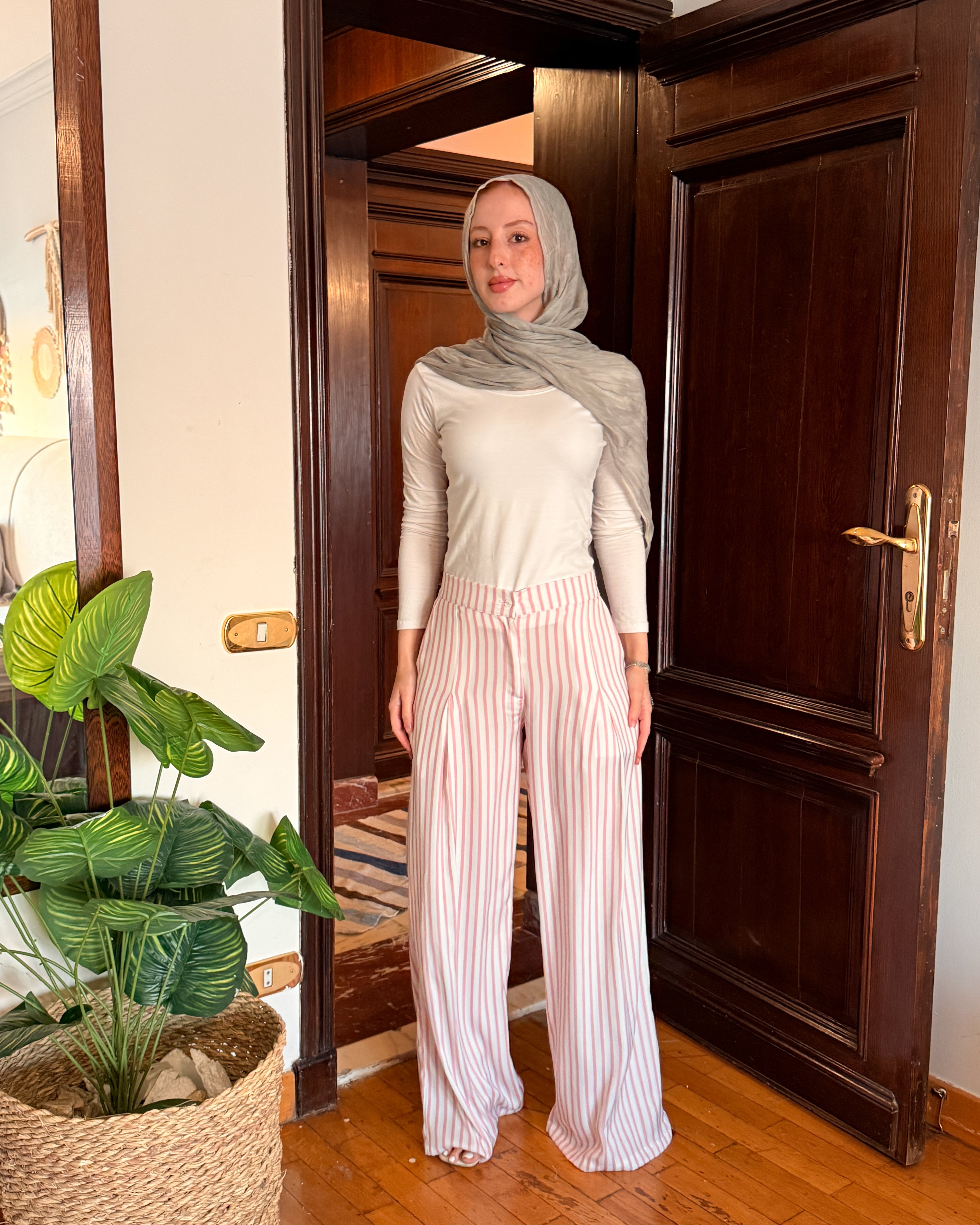 Striped Satin Pant - Pink