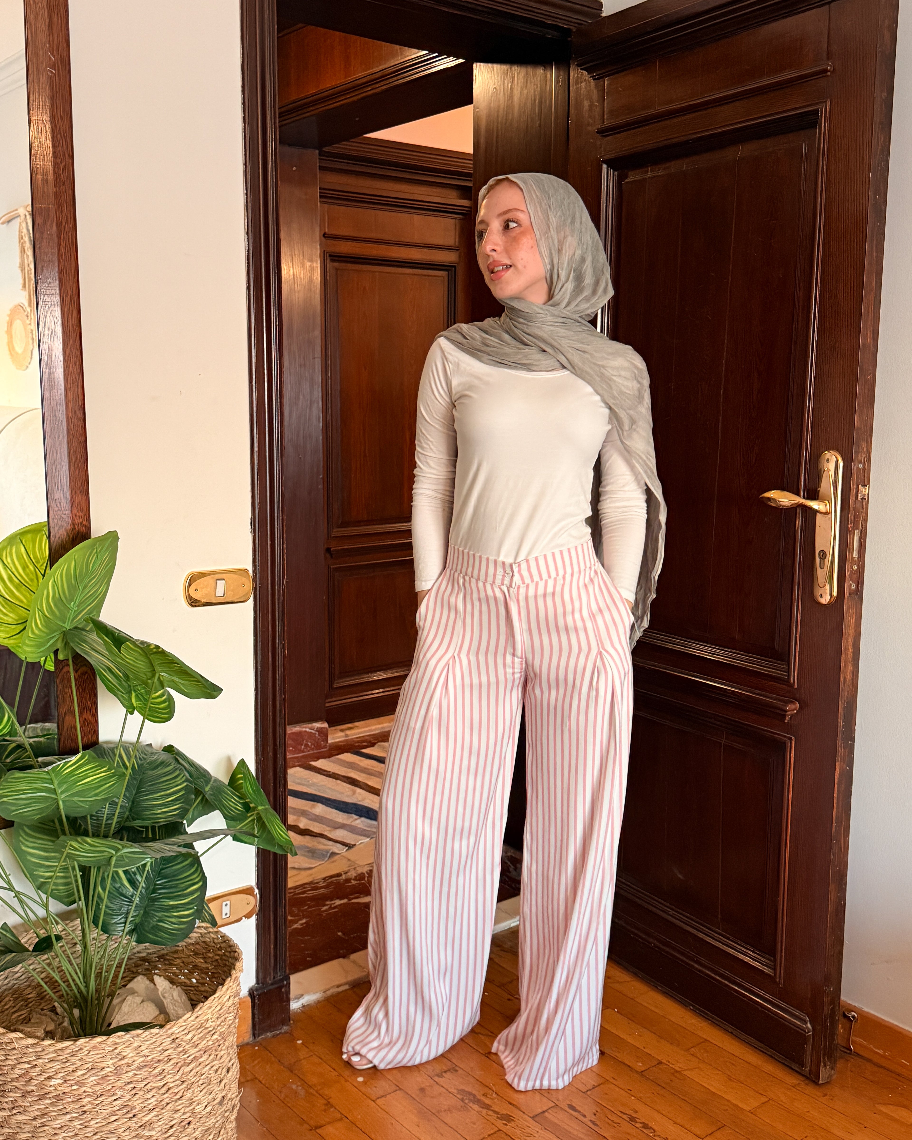 Striped Satin Pant - Pink