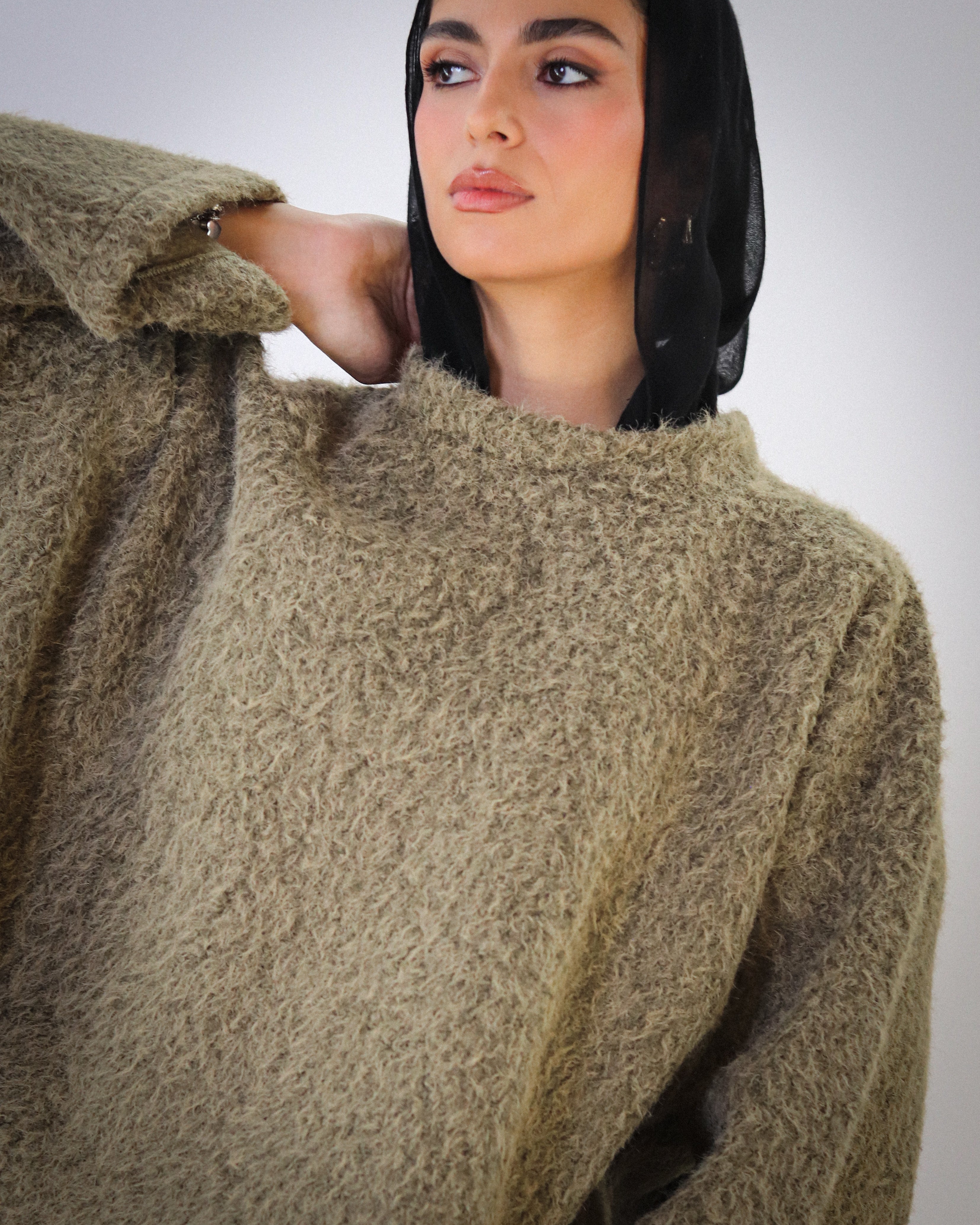 Soft Fur Pullover - Olive