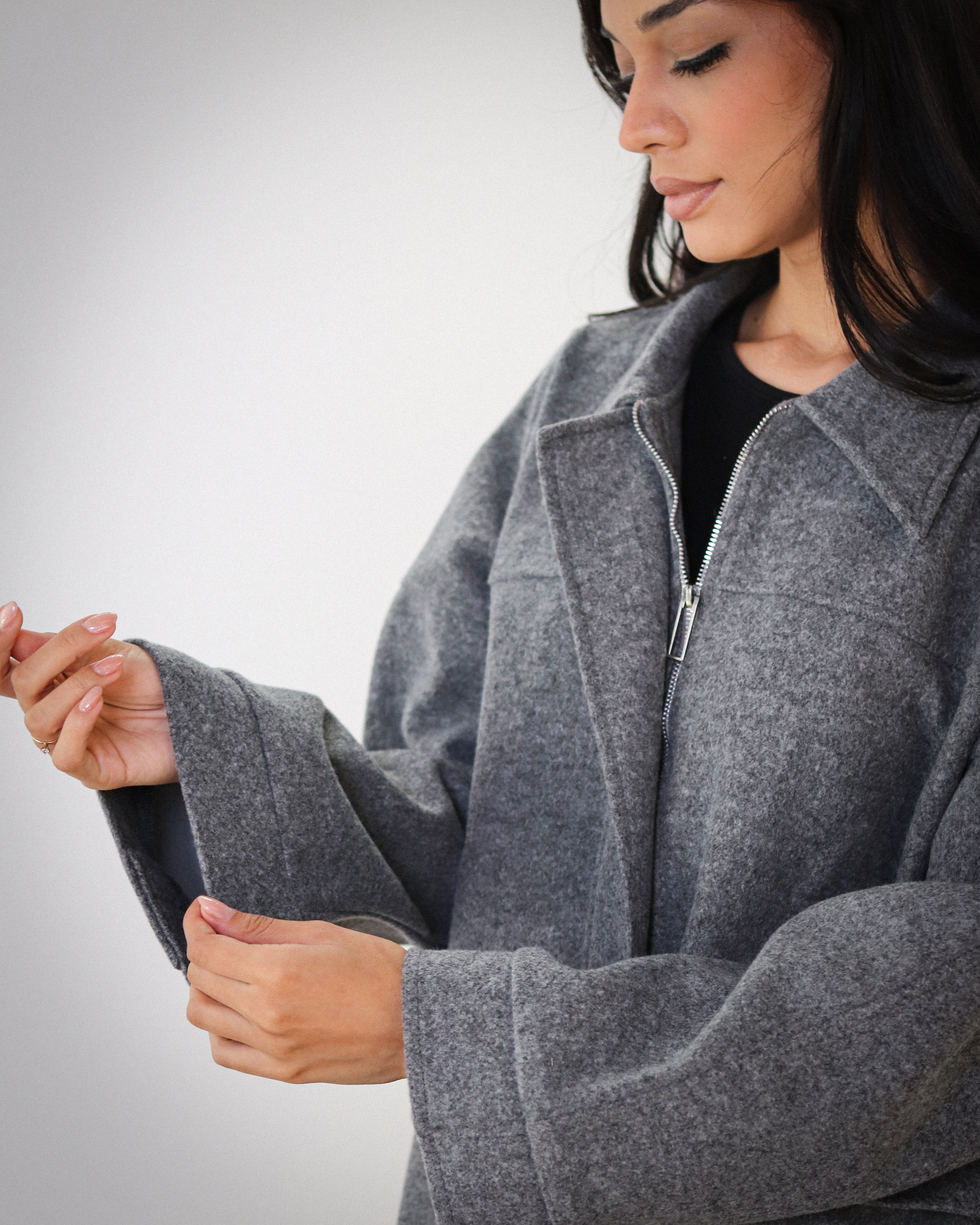 Over You Midi Jacket - Grey