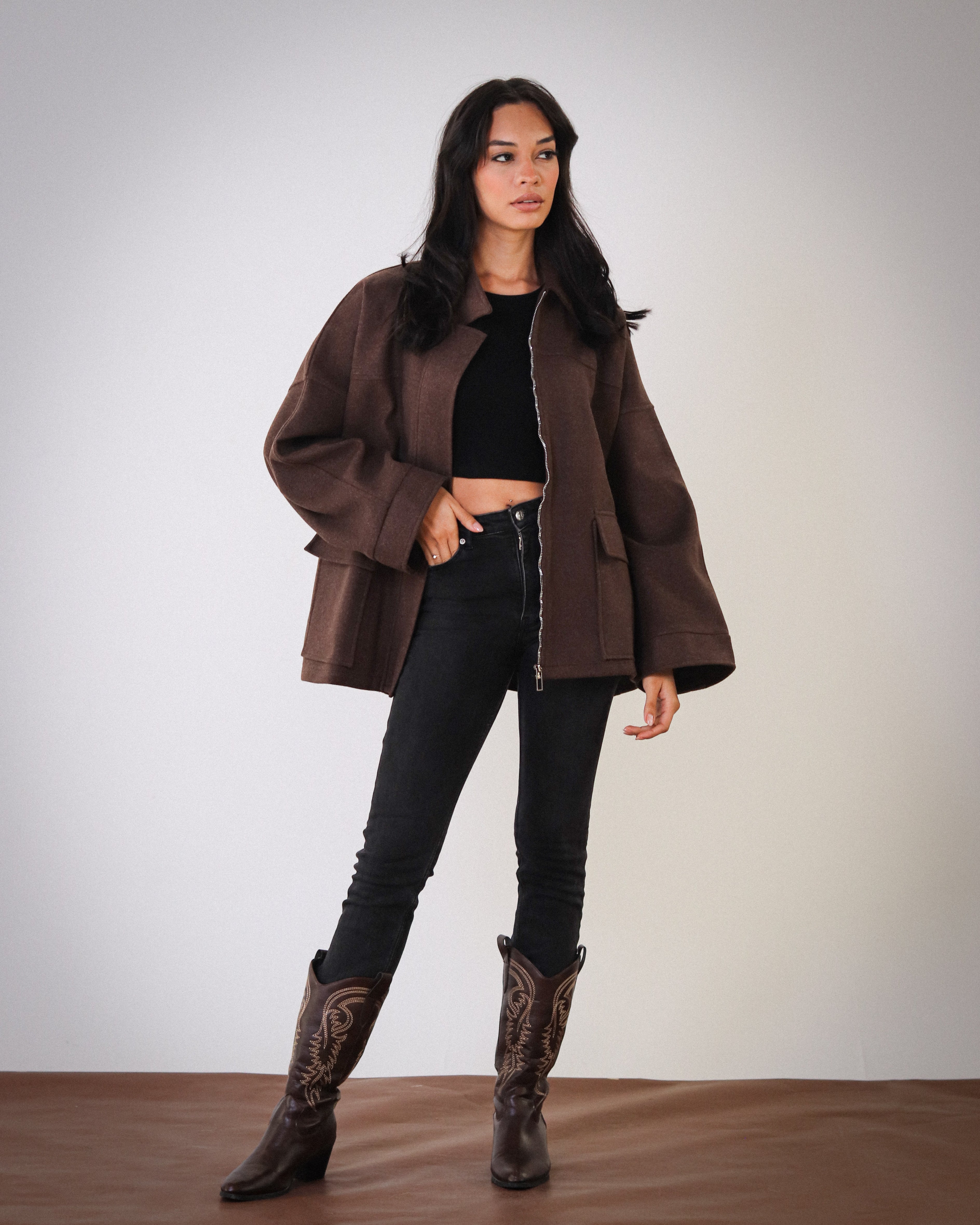Over You Midi Jacket - Brown