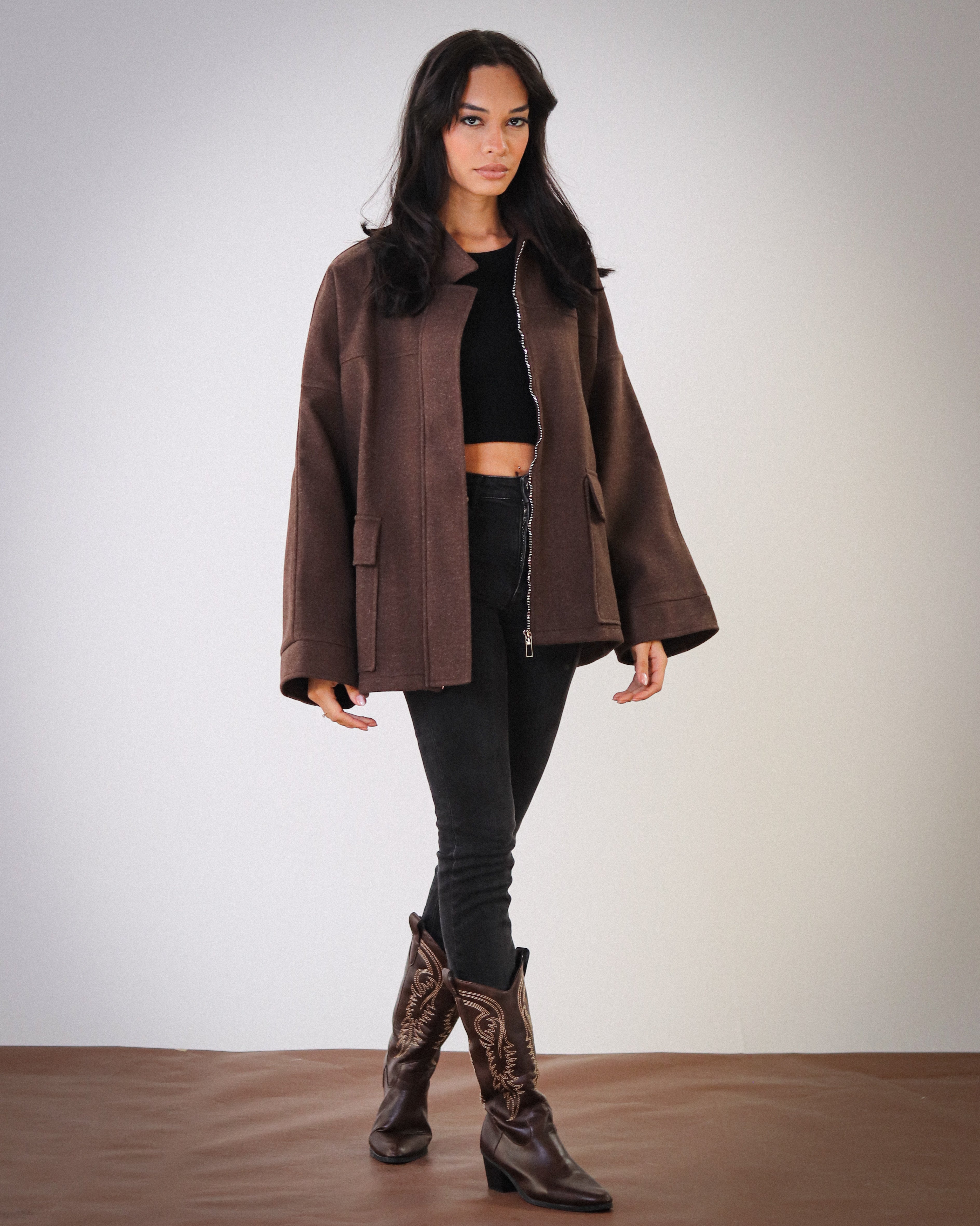 Over You Midi Jacket - Brown