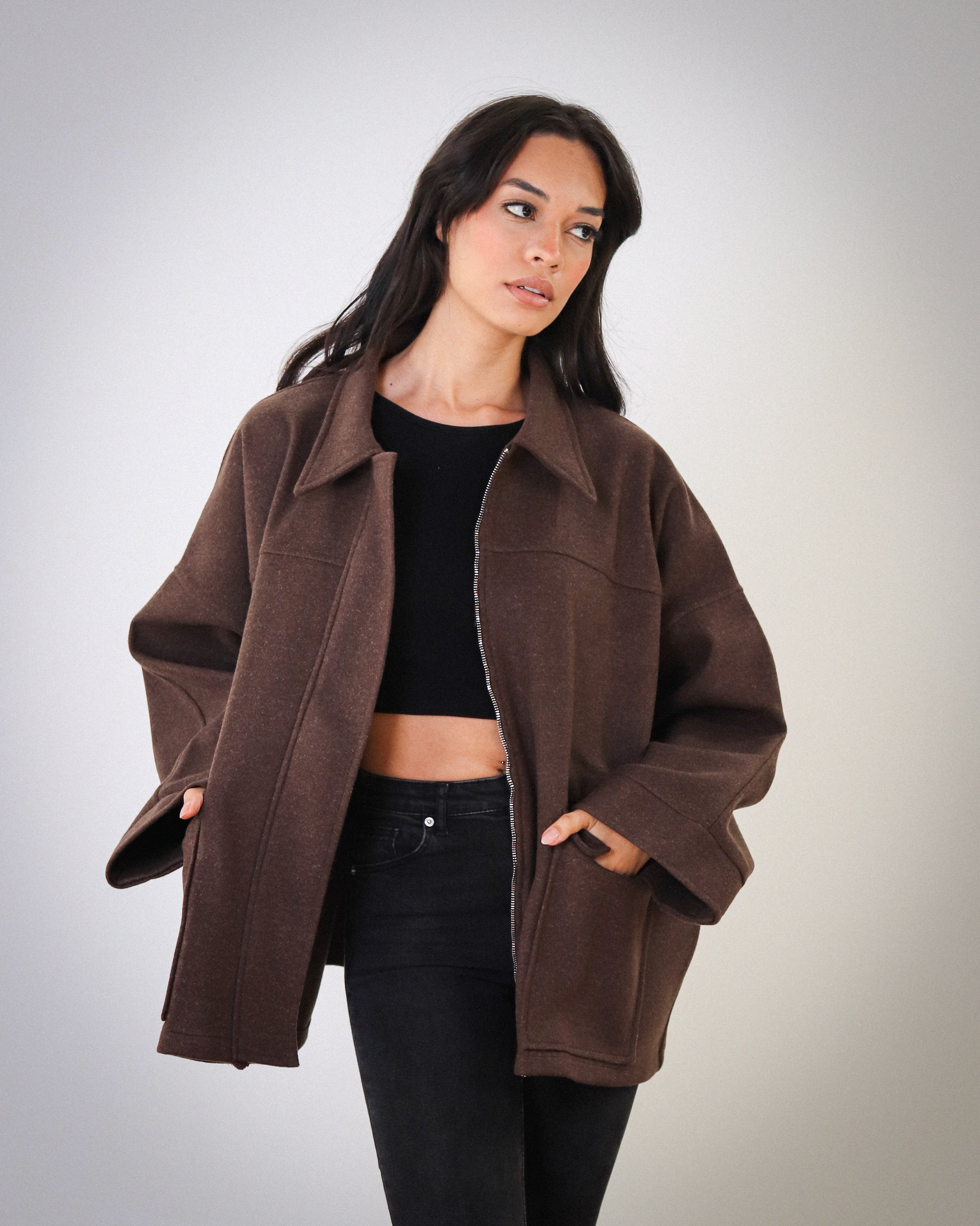 Over You Midi Jacket - Brown