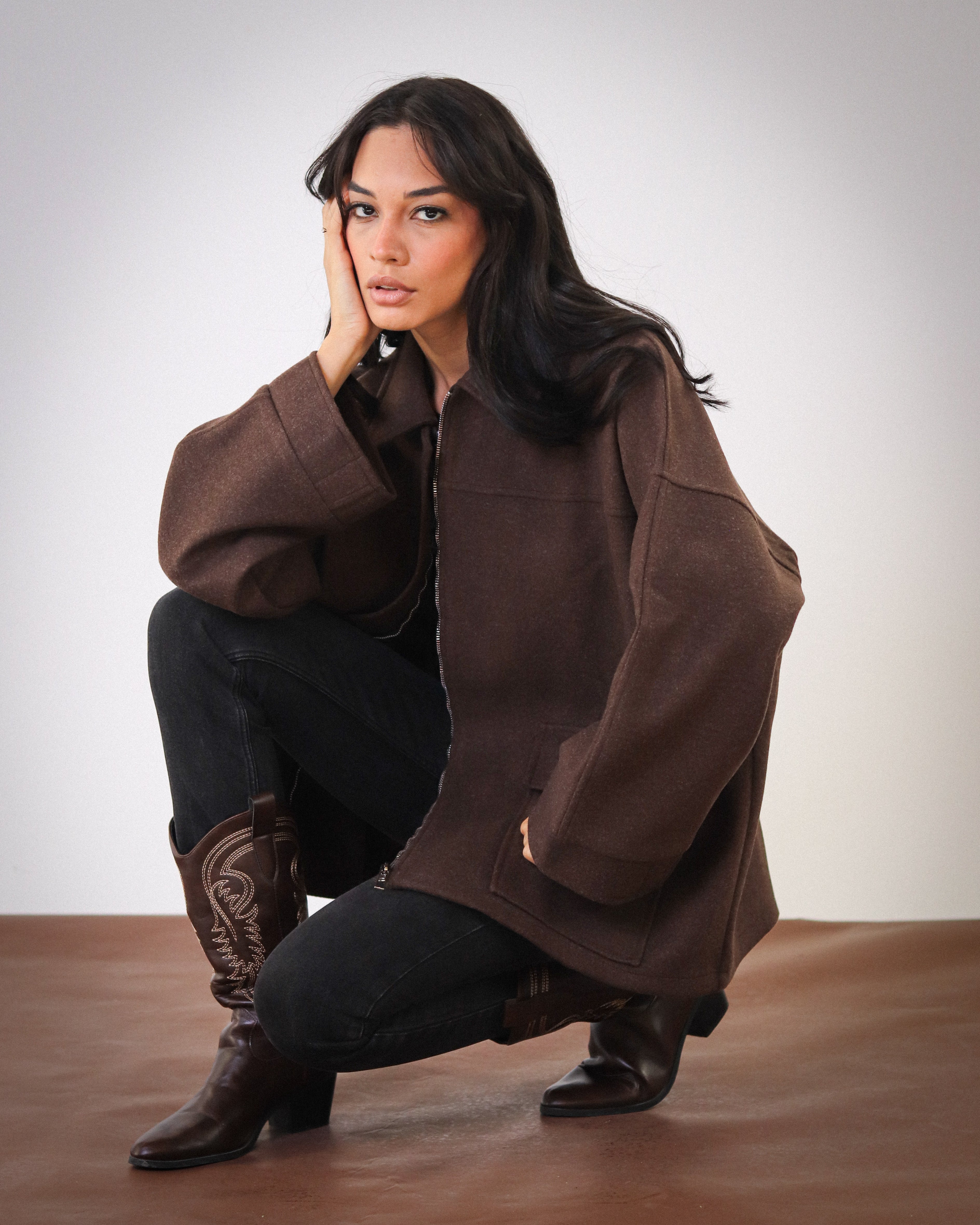 Over You Midi Jacket - Brown