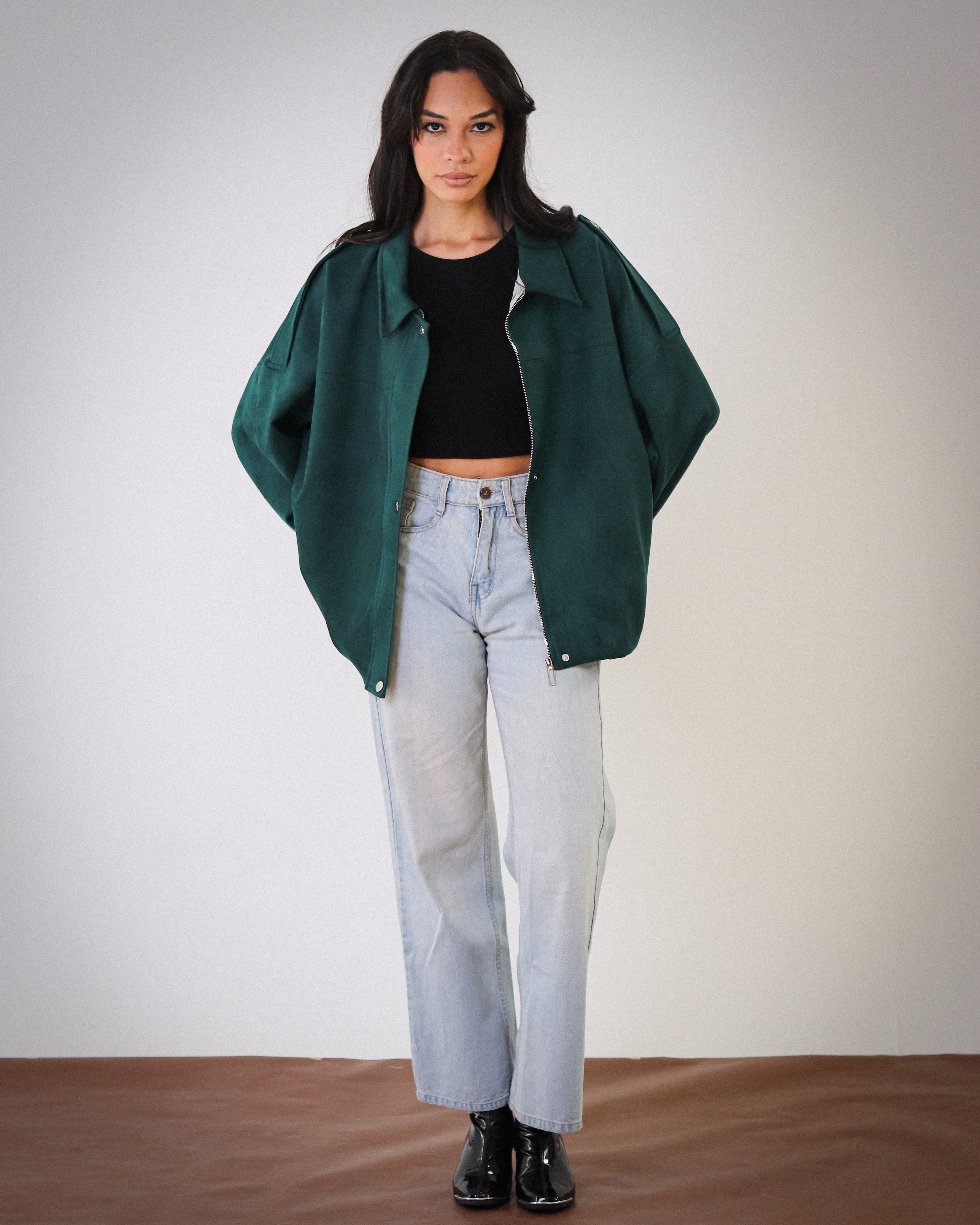 Cool Cropped Jacket - Emerald Green