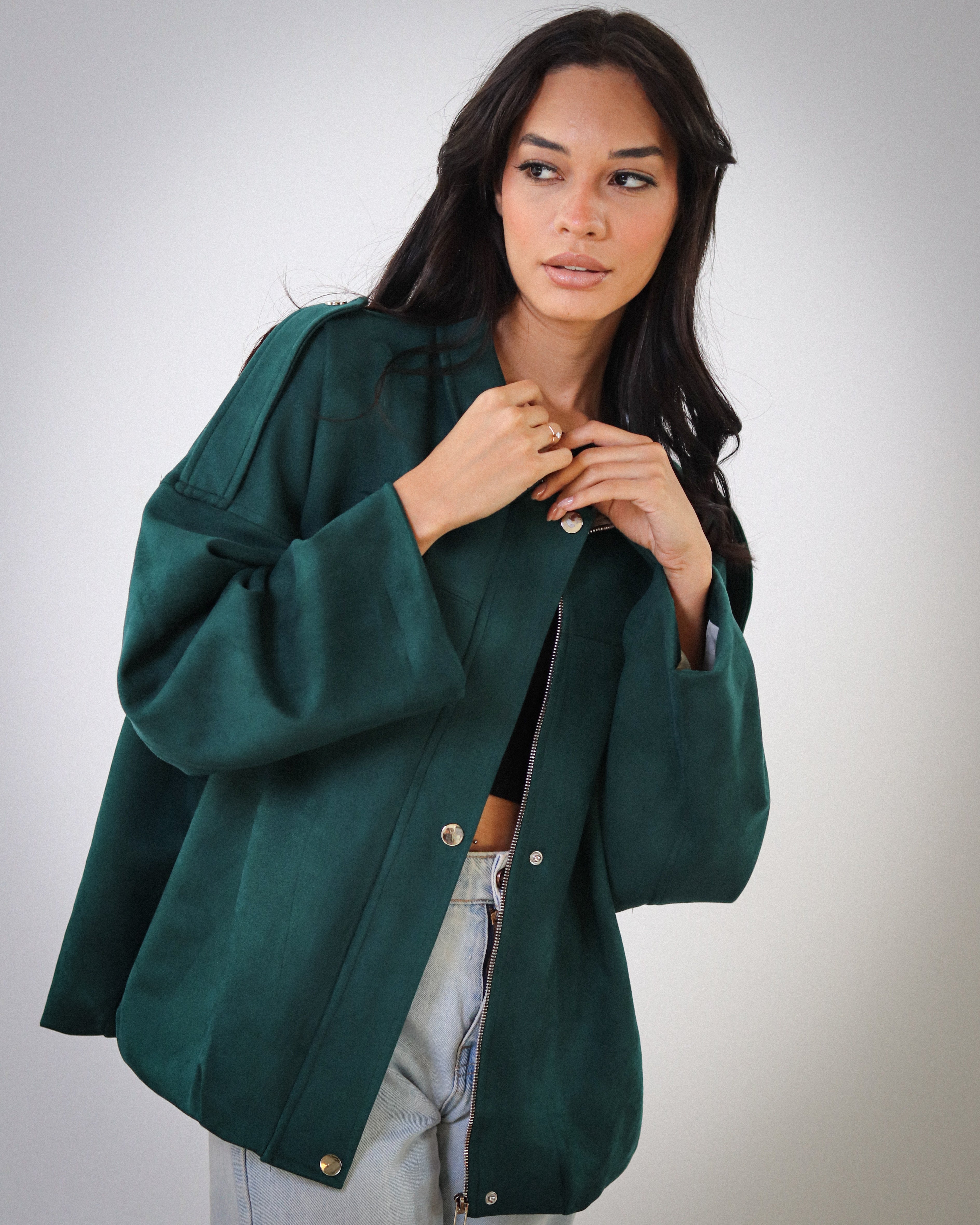 Cool Cropped Jacket - Emerald Green