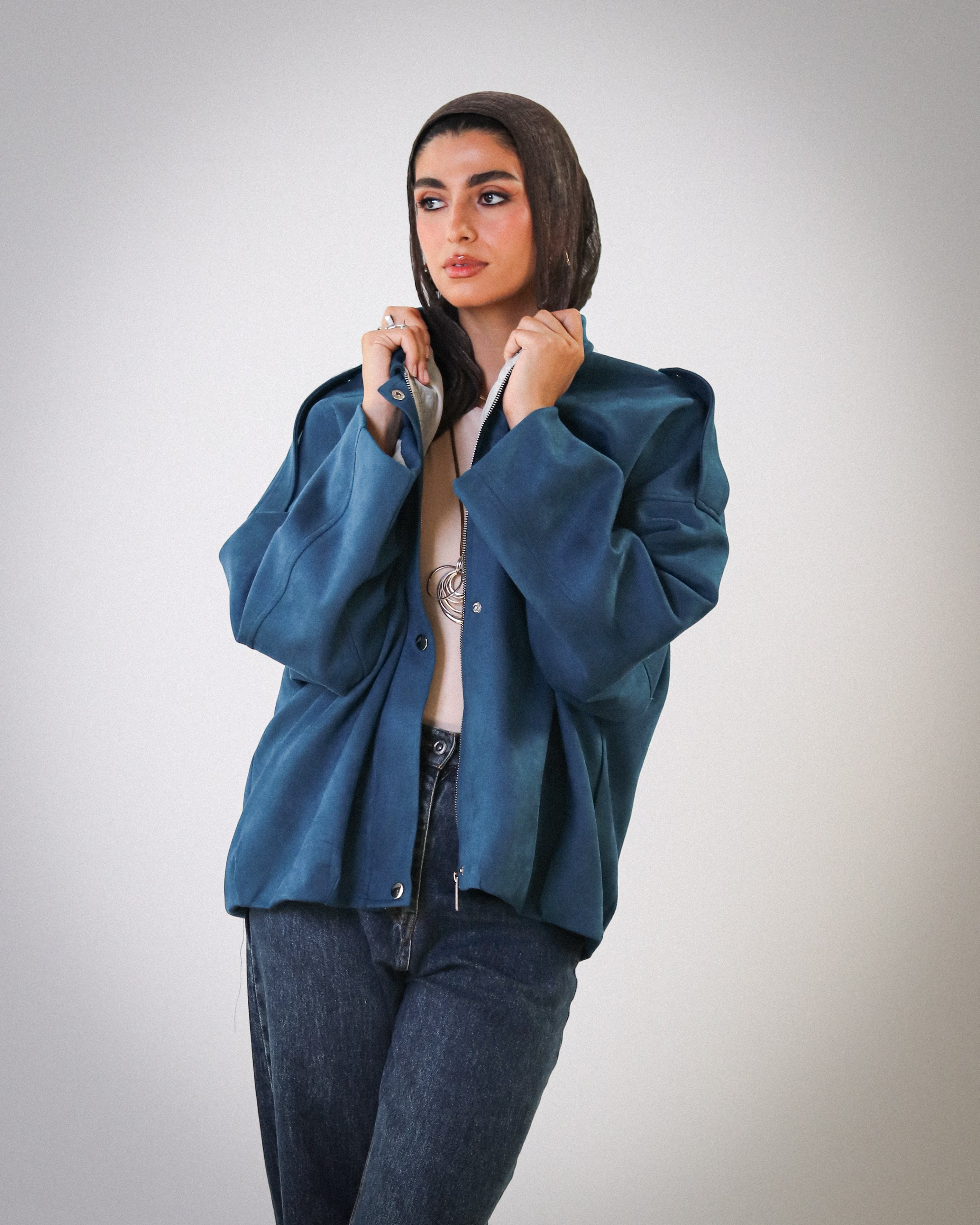 Cool Cropped Jacket - Petrol