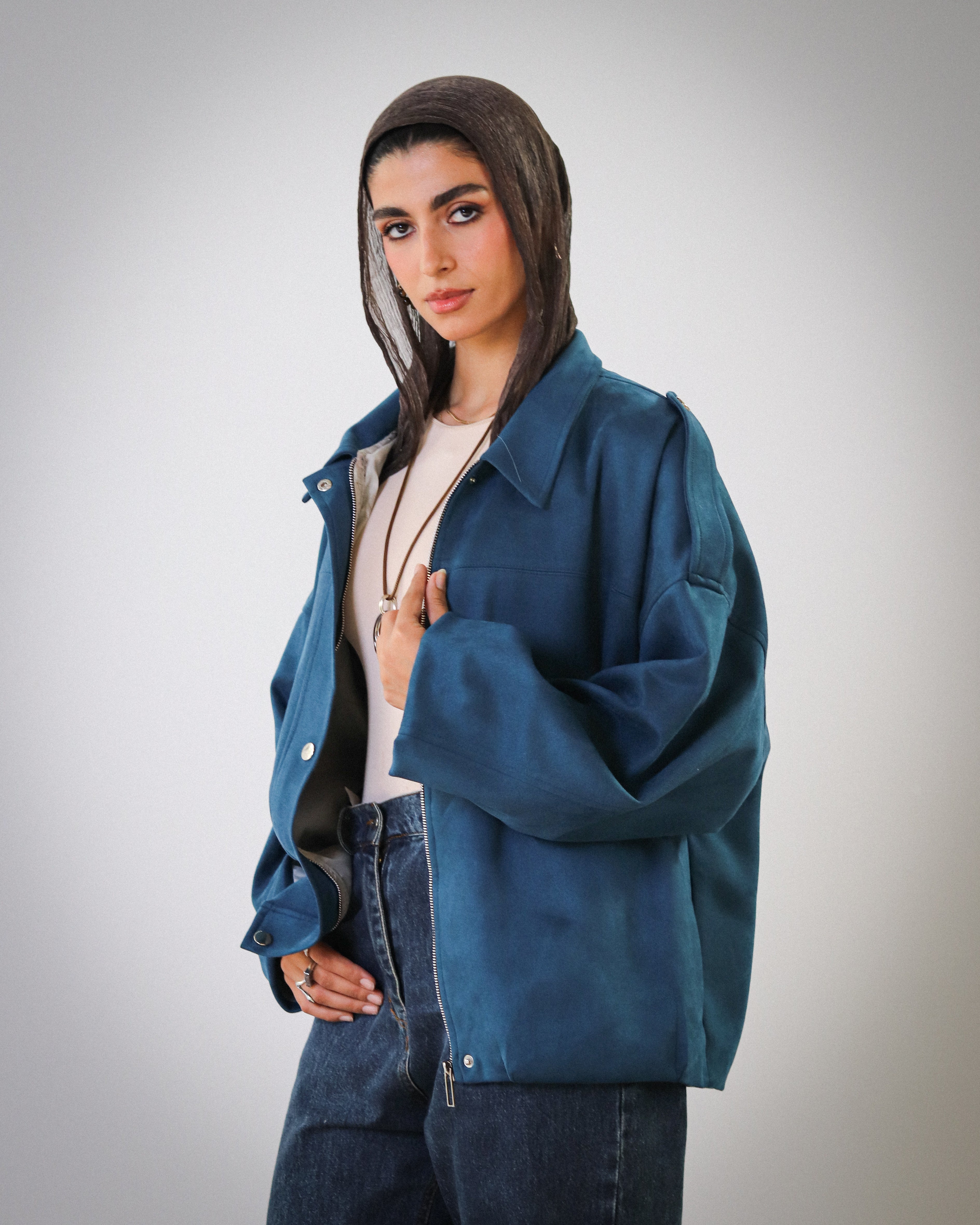 Cool Cropped Jacket - Petrol