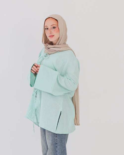 Bubbles Linen Blouse - Mint Green