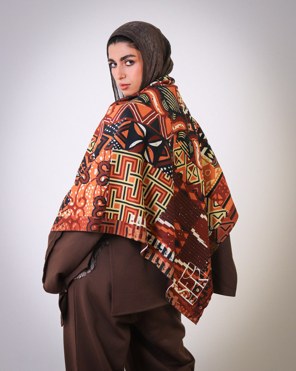 Game Night in brown Wrap Shawl