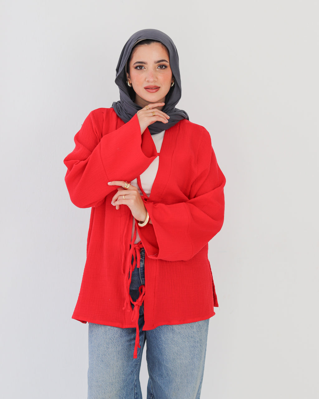 Bubbles Linen Blouse - Red