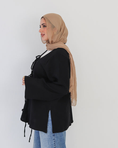 Bubbles Linen Blouse - Black