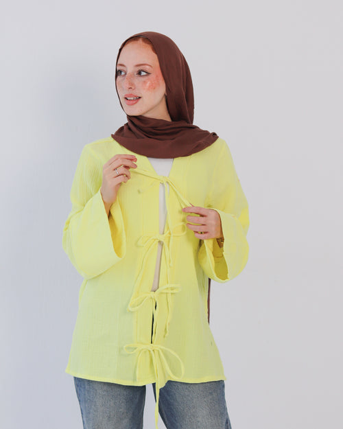 Bubbles Linen Blouse - Yellow