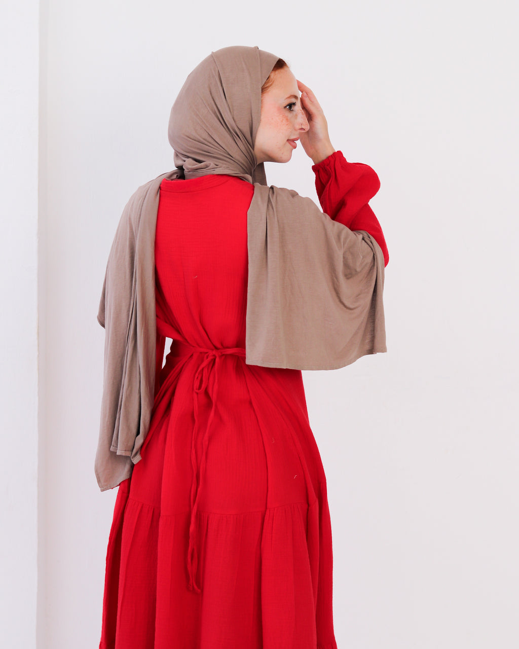 Flowy Linen Dress - Red