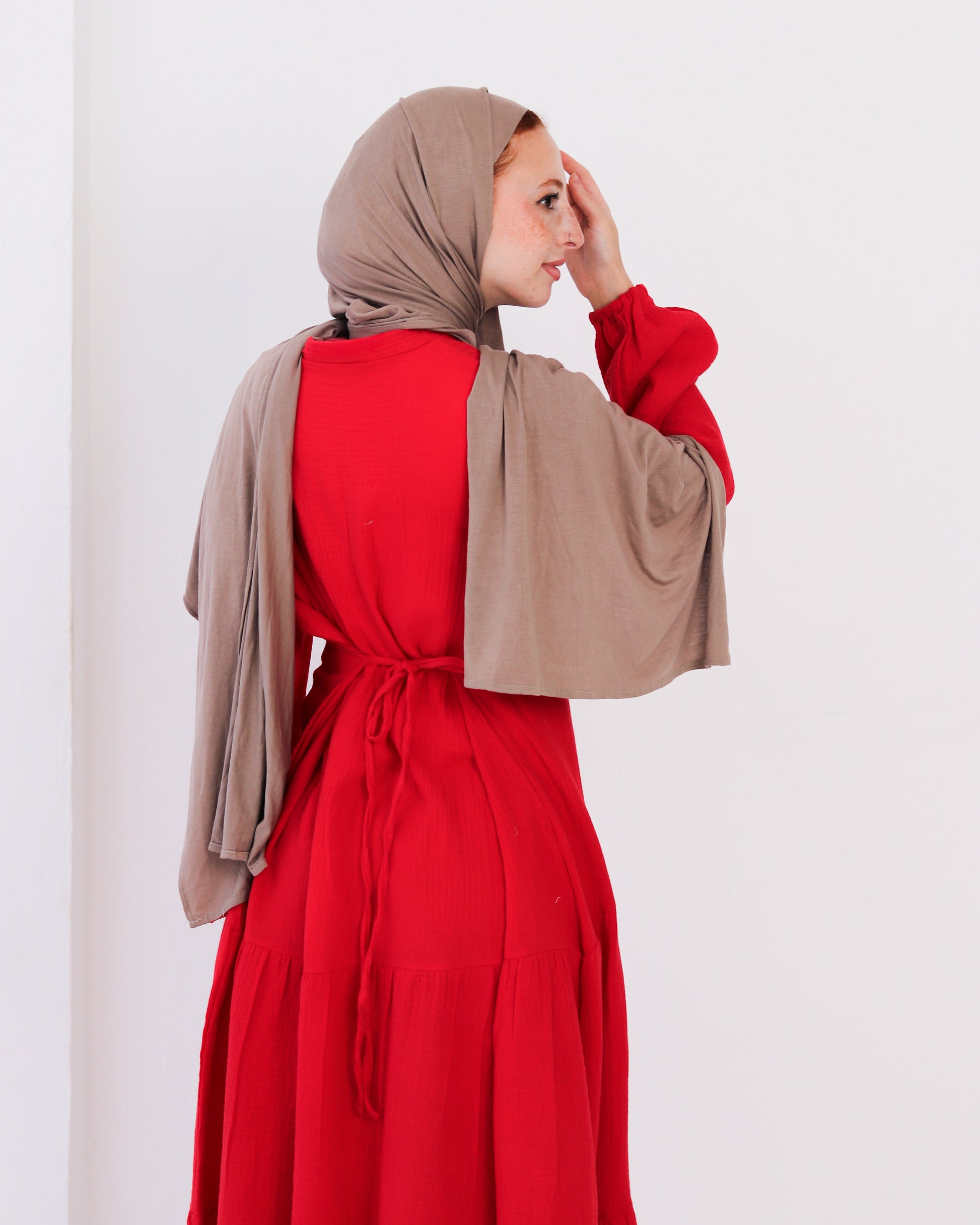 Flowy Linen Dress - Red