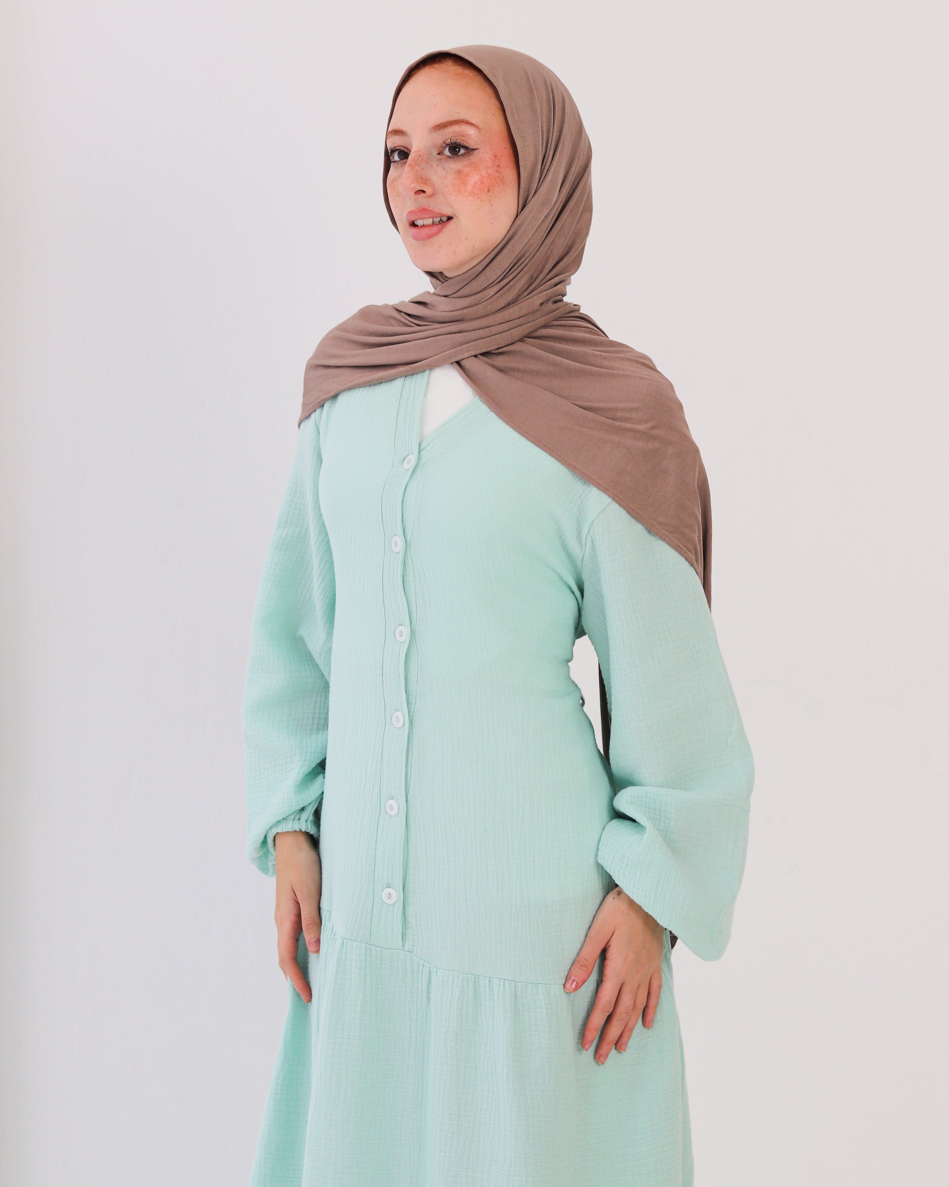 Flowy Linen Dress - Mint Green