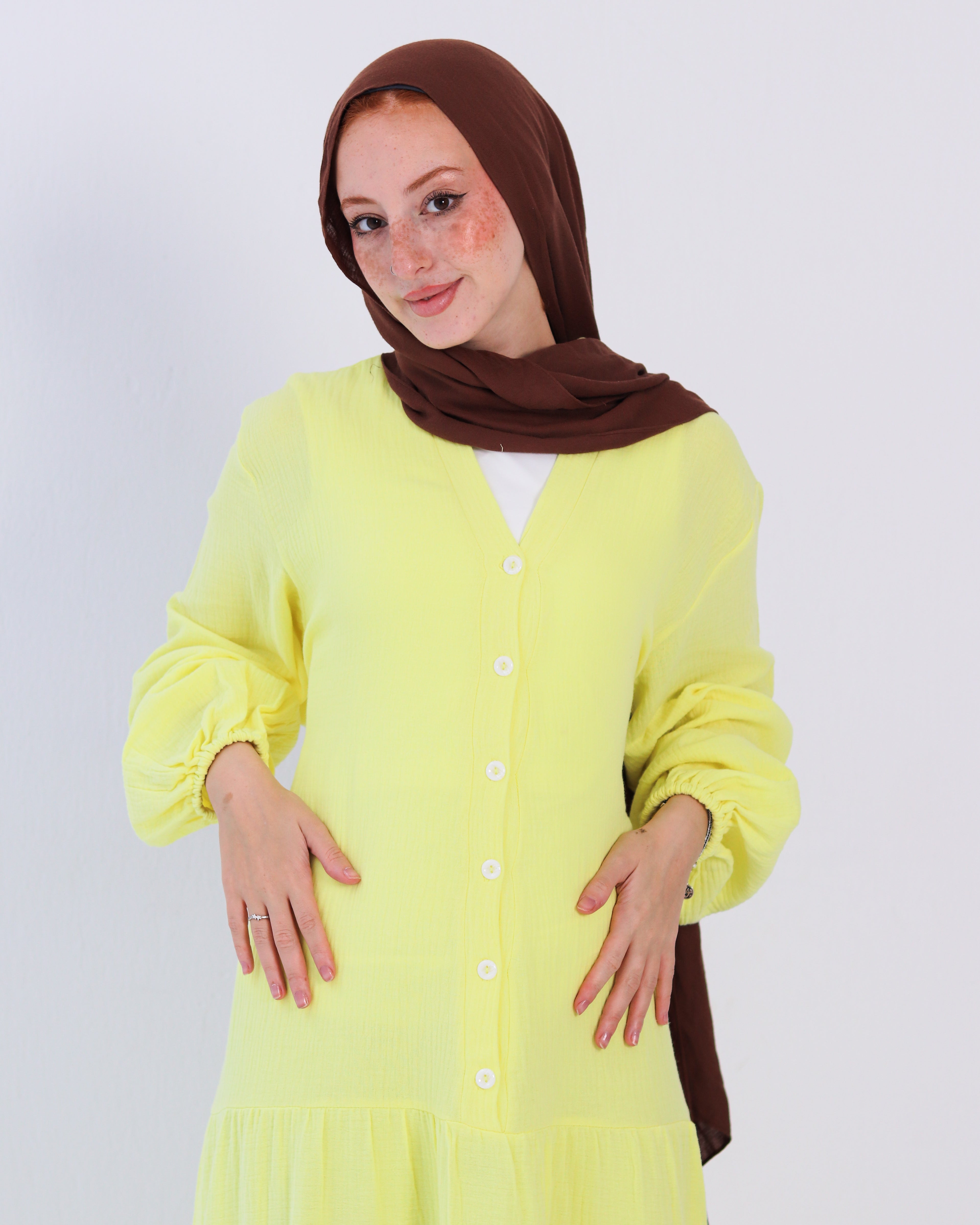 Flowy Linen Dress - Yellow