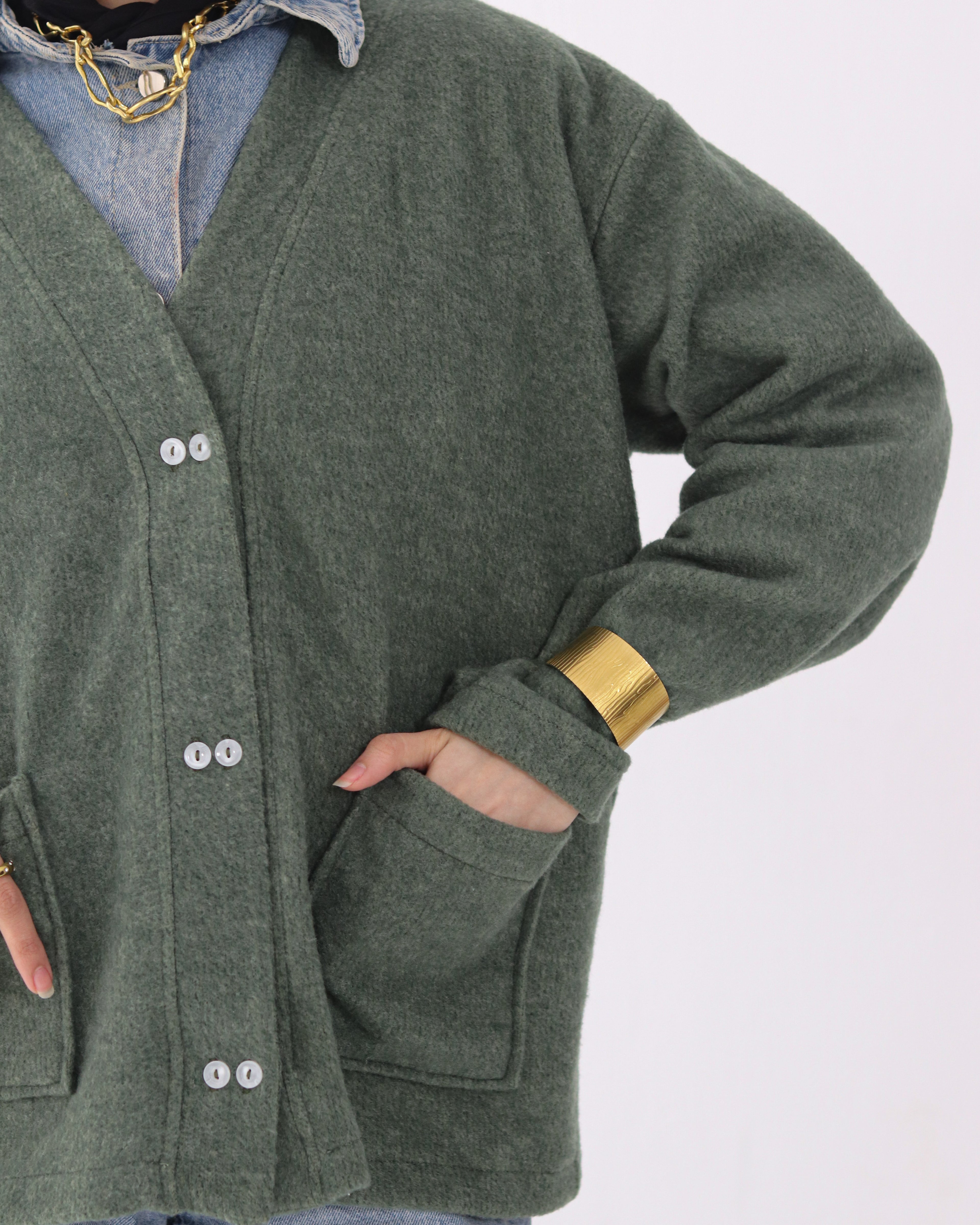 Snowflakes Cardigan - Olive
