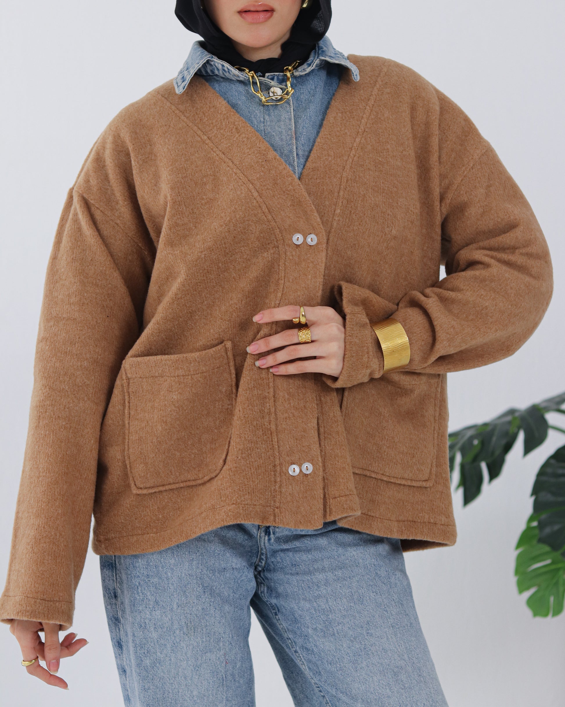 Snowflakes Cardigan - Camel