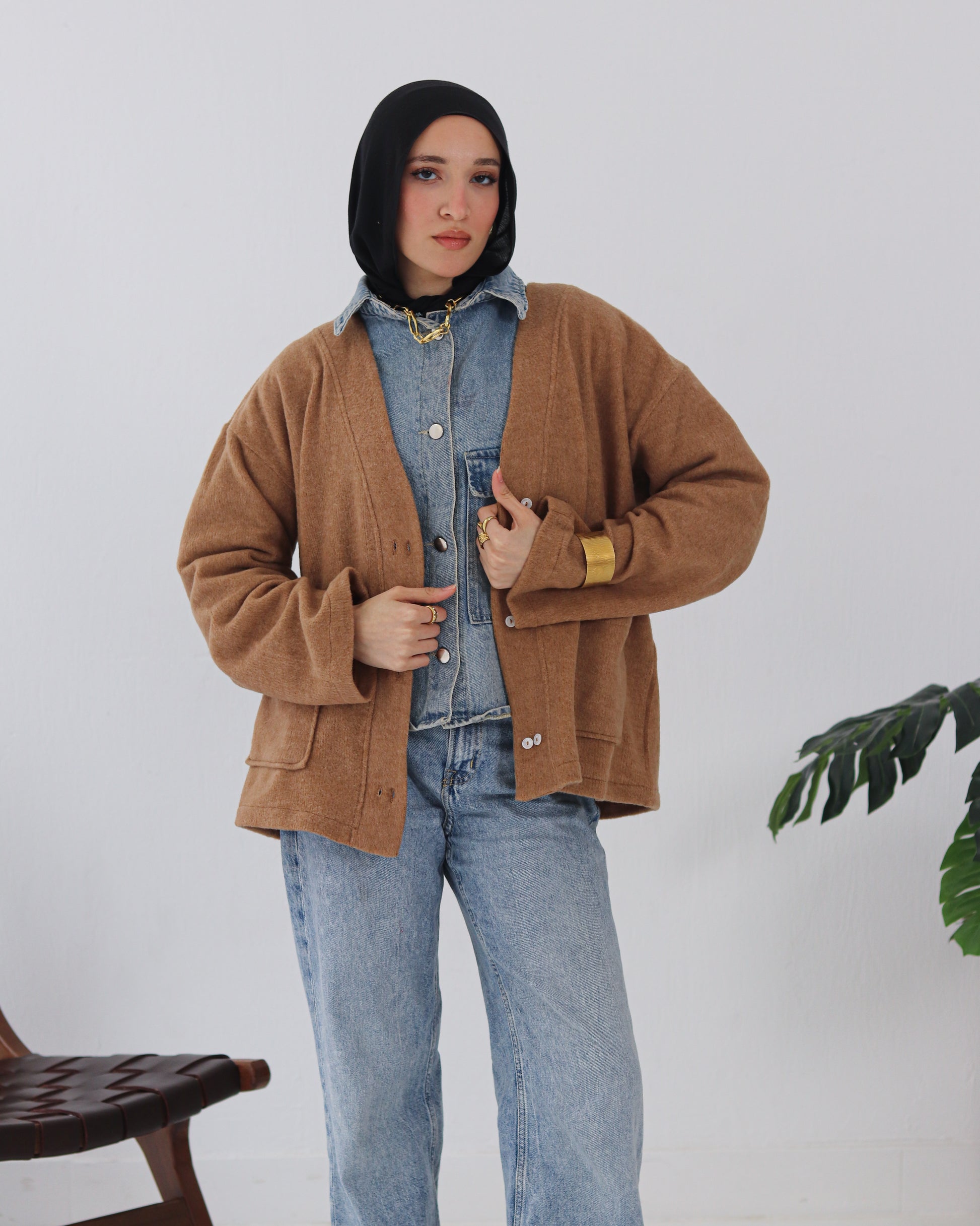 Snowflakes Cardigan - Camel