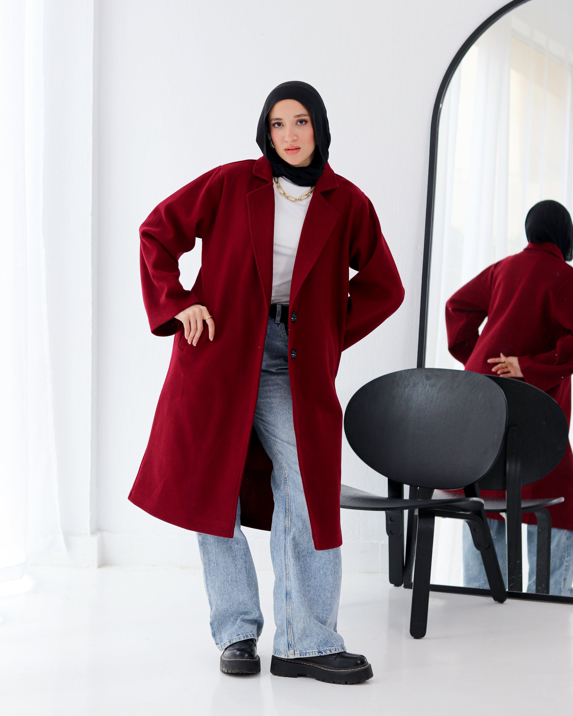 Midnight In Pairs Coat - Burgundy
