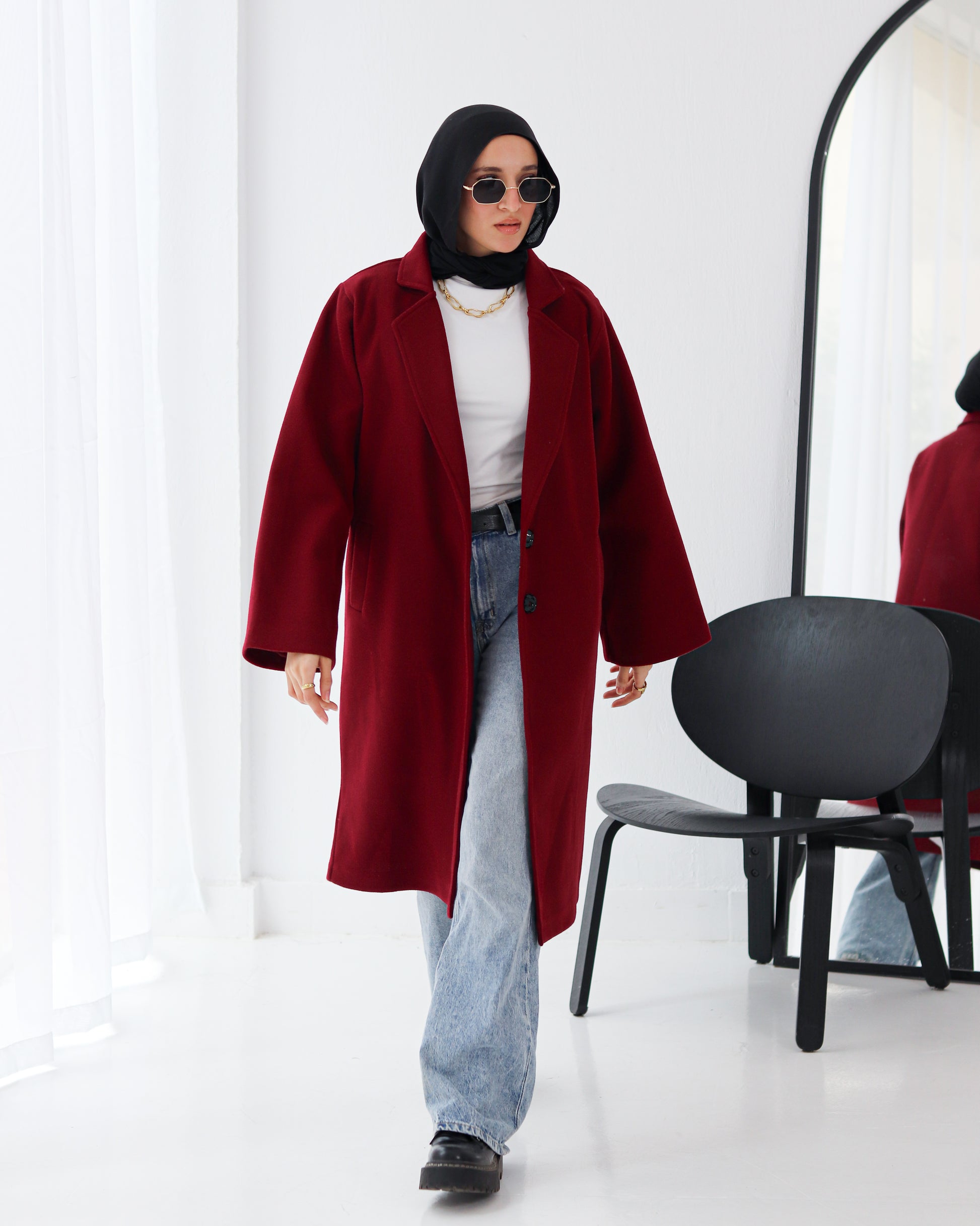 Midnight In Pairs Coat - Burgundy