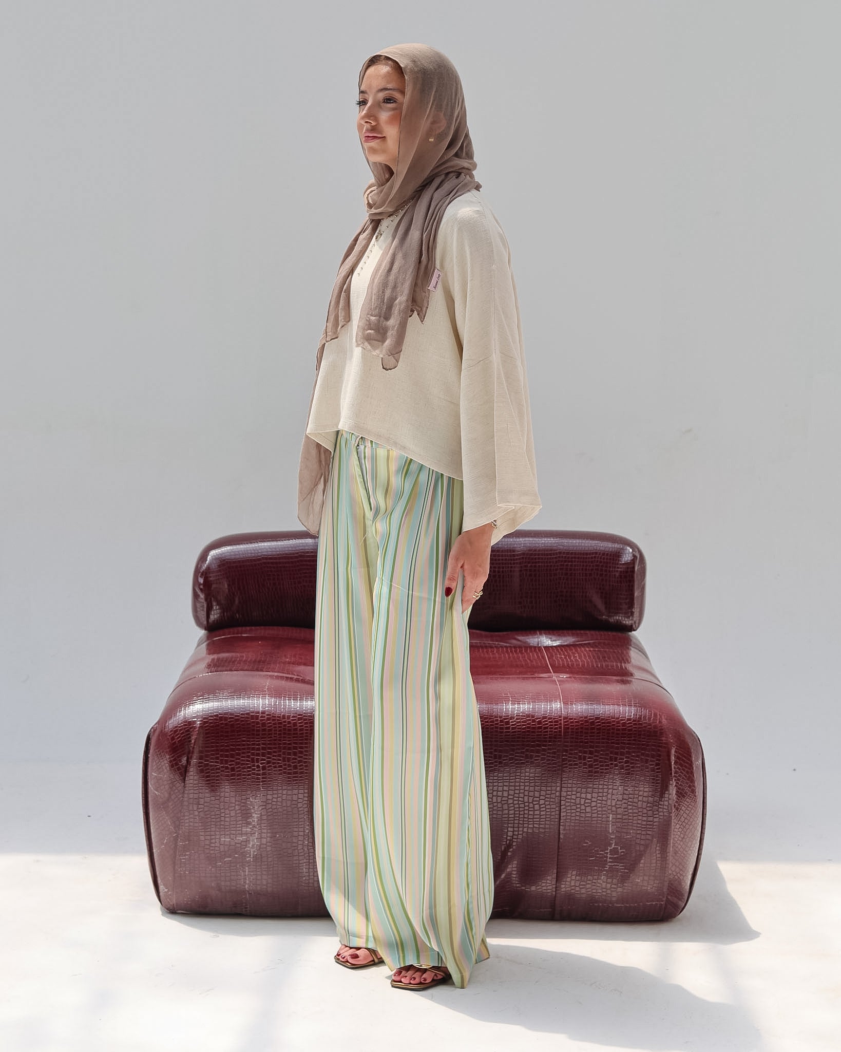 Striped Satin Pant - Lemon