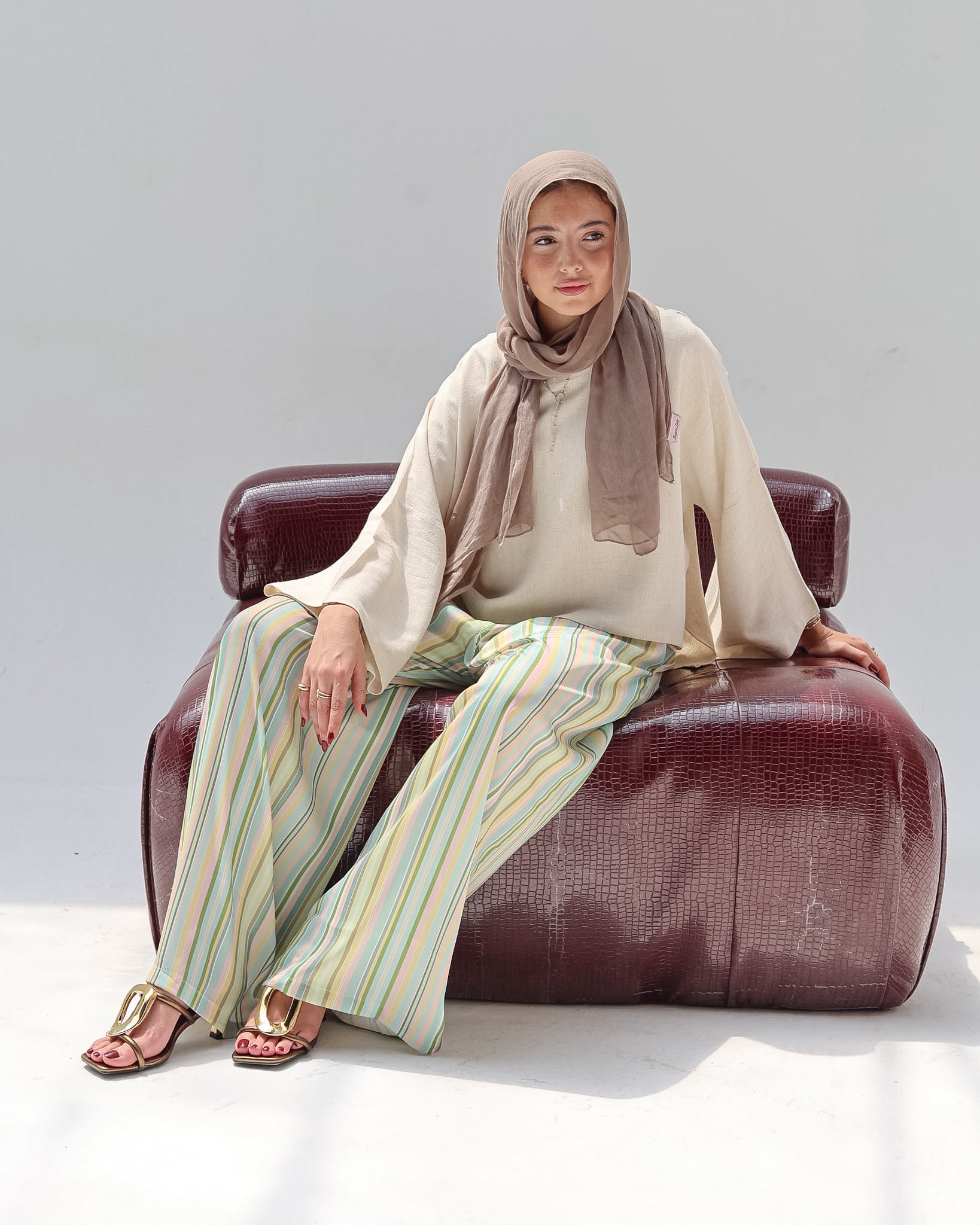 Striped Satin Pant - Lemon