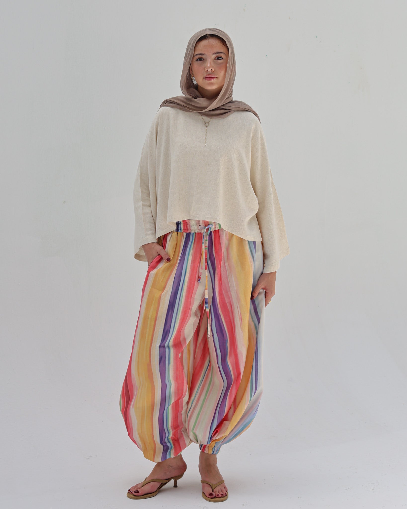 Striped Linen Pant - Lemon
