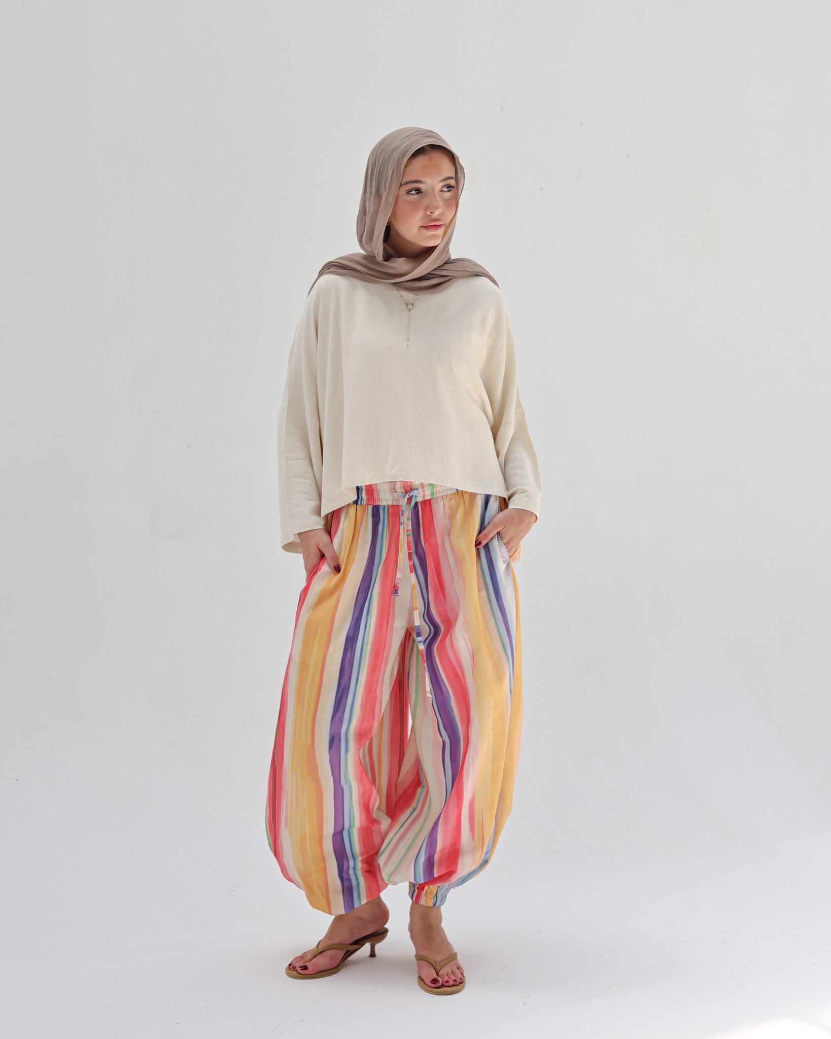 Striped Linen Pant - Lemon