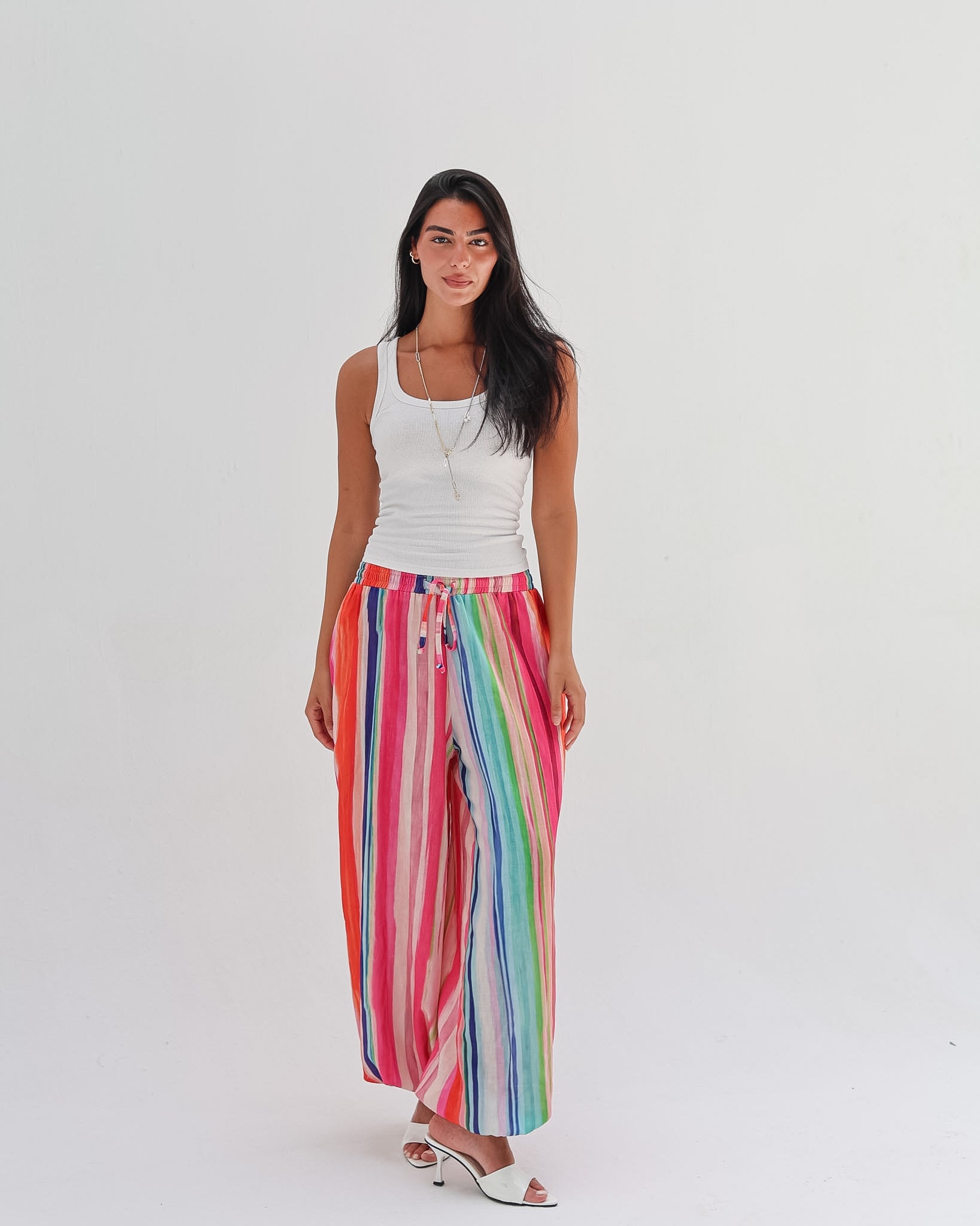 Striped Linen Pant - Candy