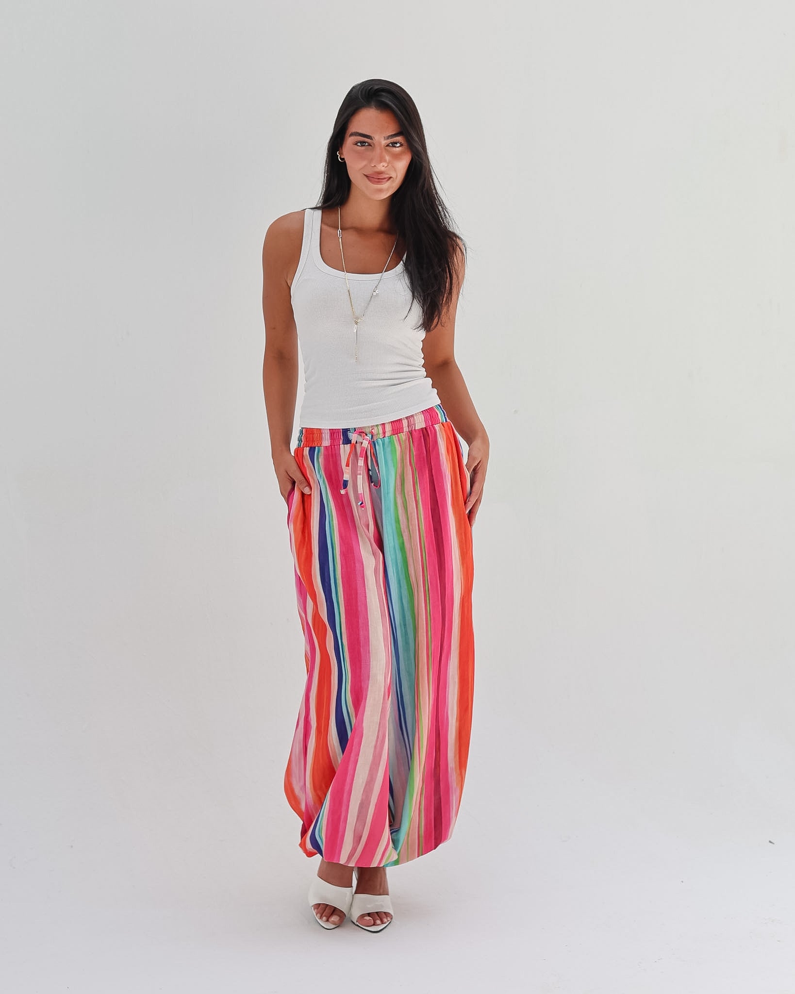 Striped Linen Pant - Candy