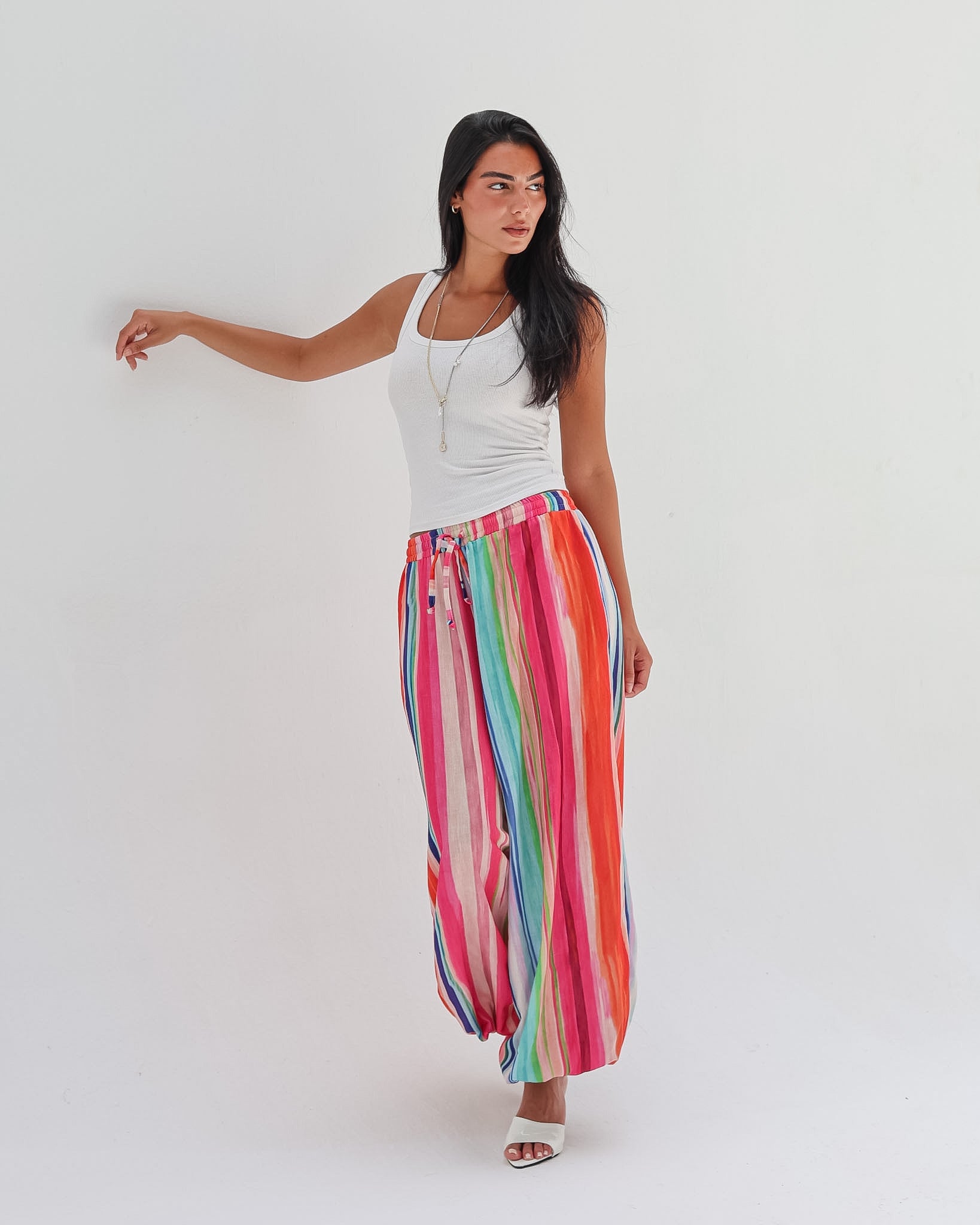 Striped Linen Pant - Candy